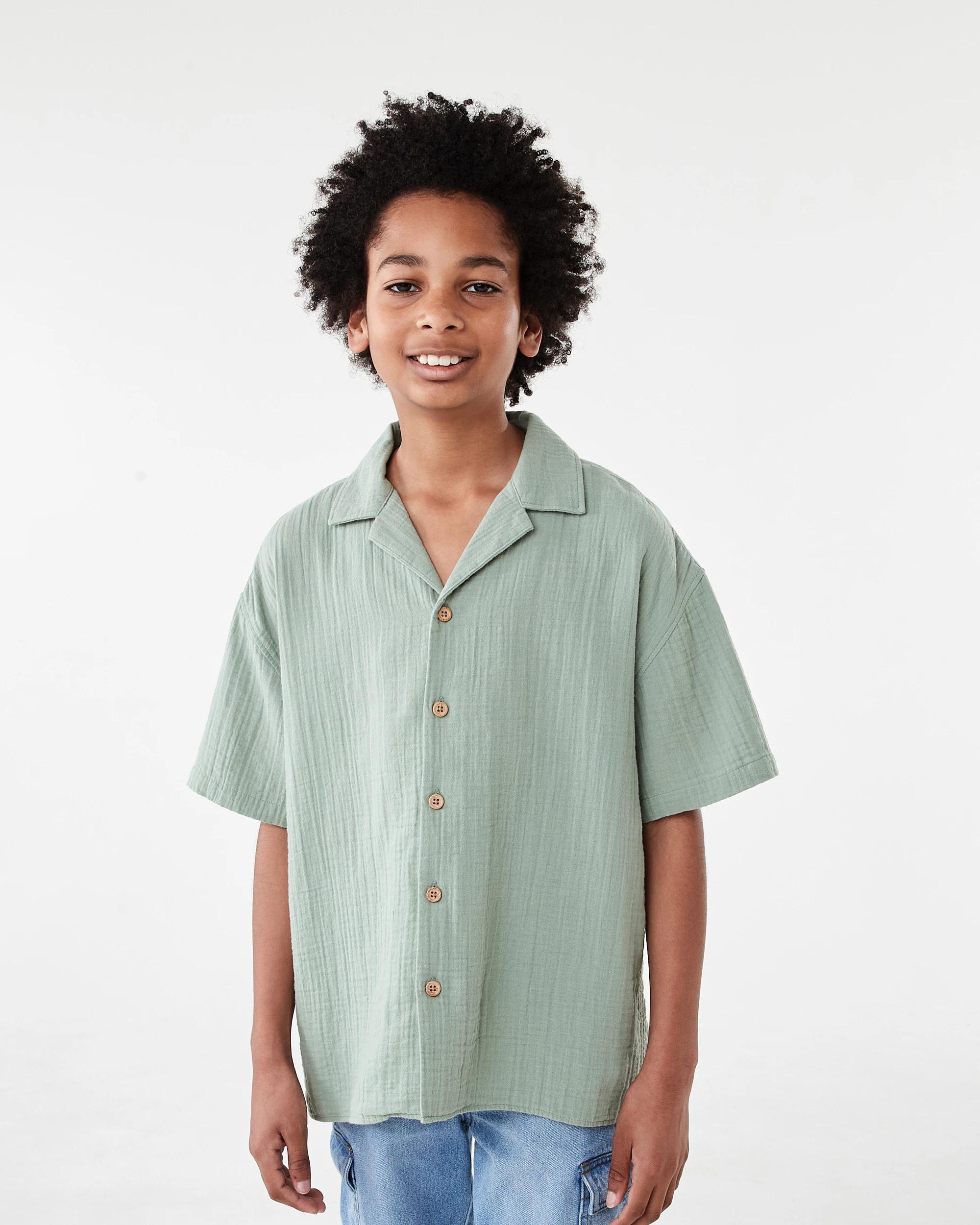 1 Short Sleeve Double Cloth Shirt Lpad Green, 1 of 7