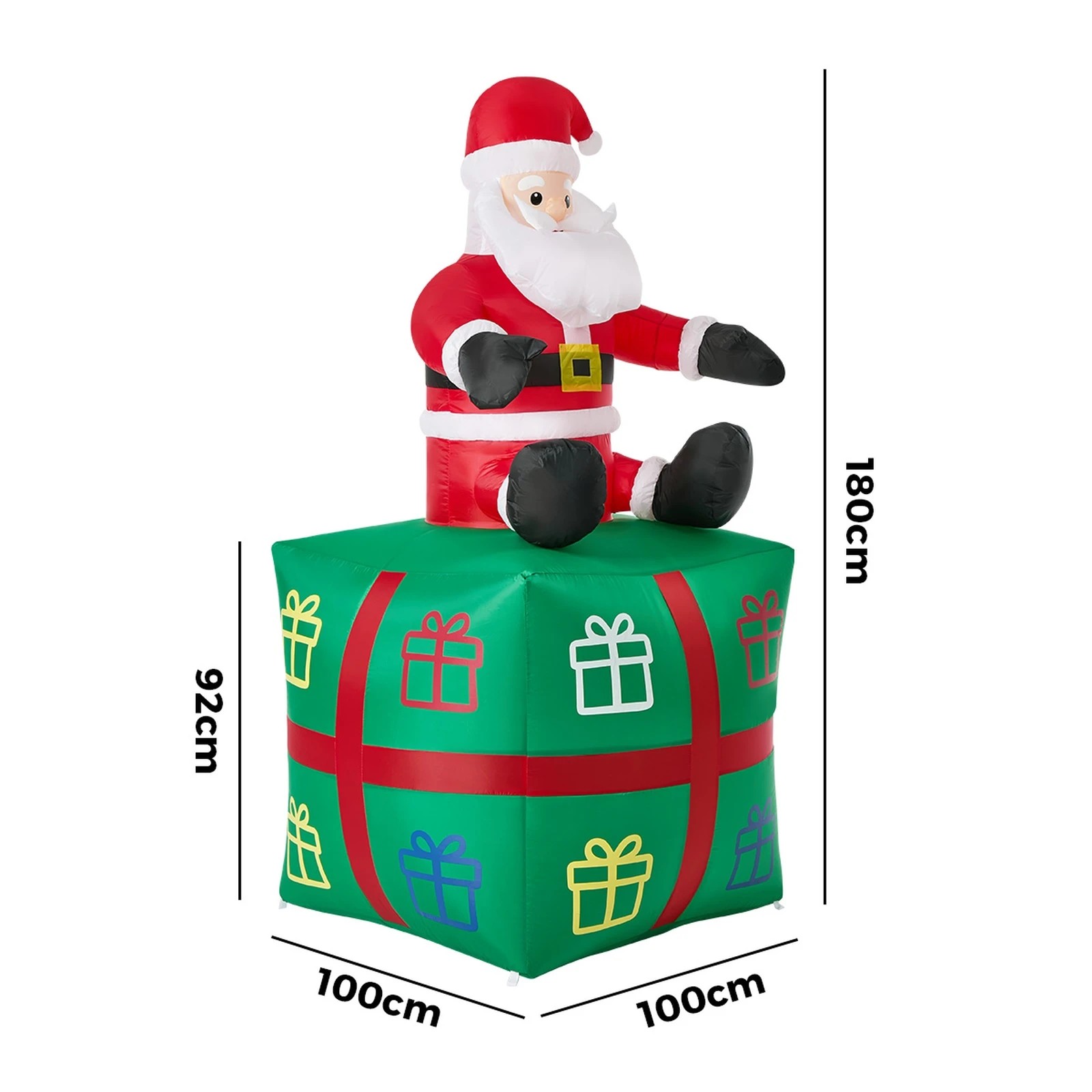 2 Tinseltown 1.8M Christmas Inflatable Santa Gift Box LED Light Outdoor Decor - Multi, 2 of 8