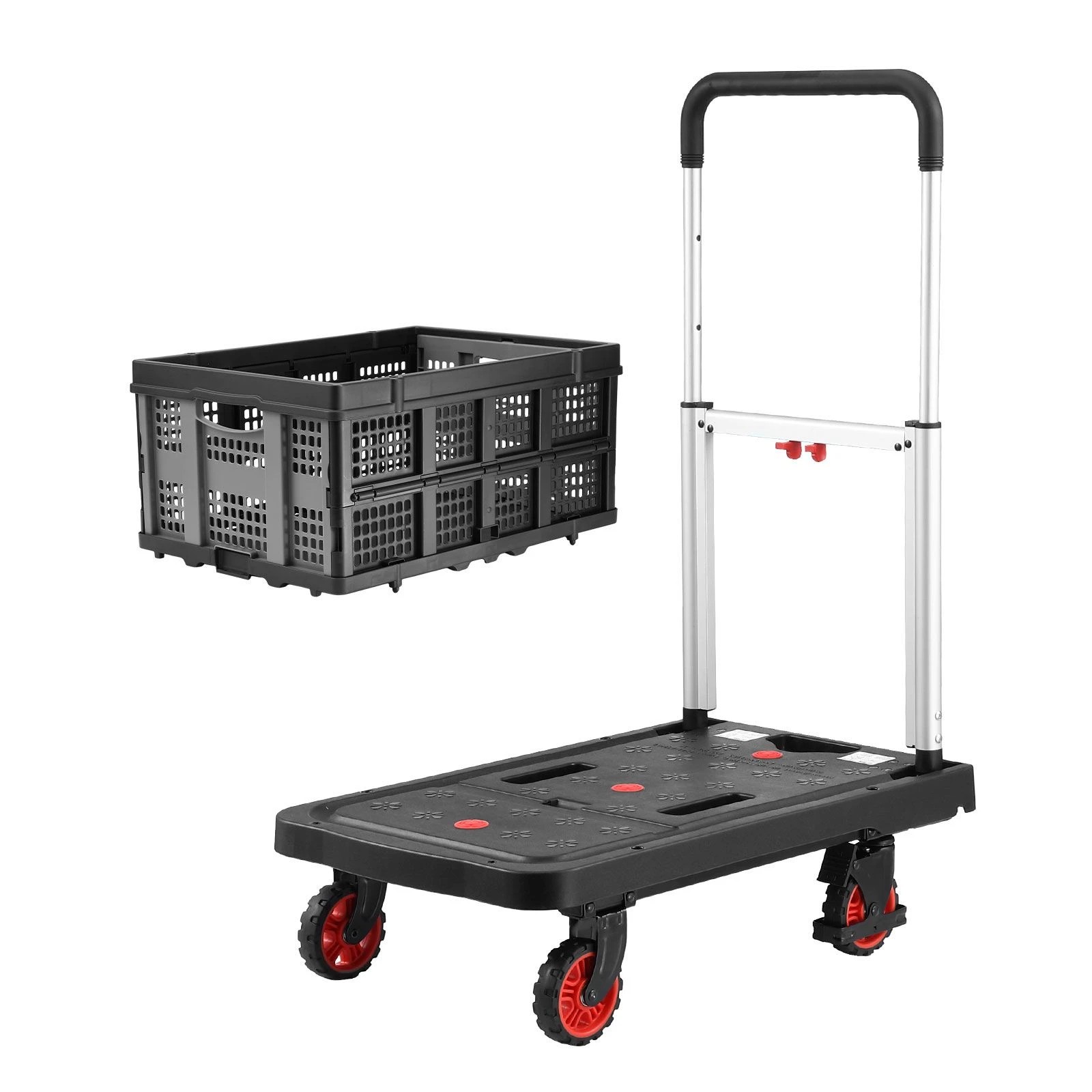 Ausway 150kg Folding Platform Trolley with Basket Portable Flatbed ...