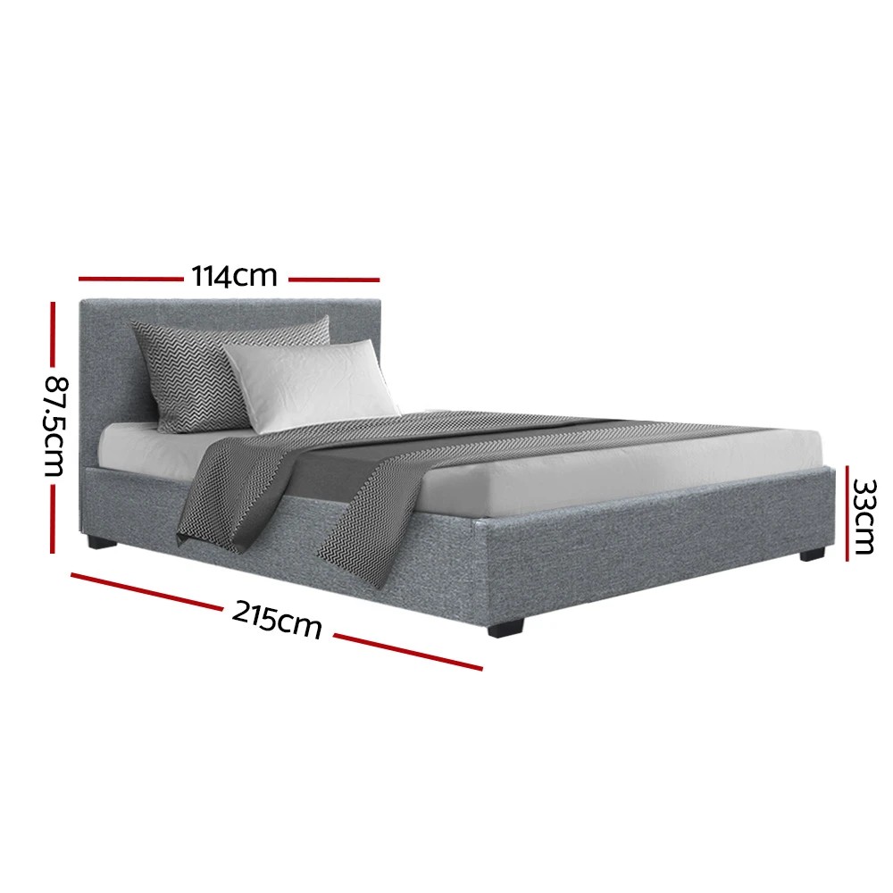 2 Artiss Bed Frame King Single Size Gas Lift  NINO - Grey, 2 of 10