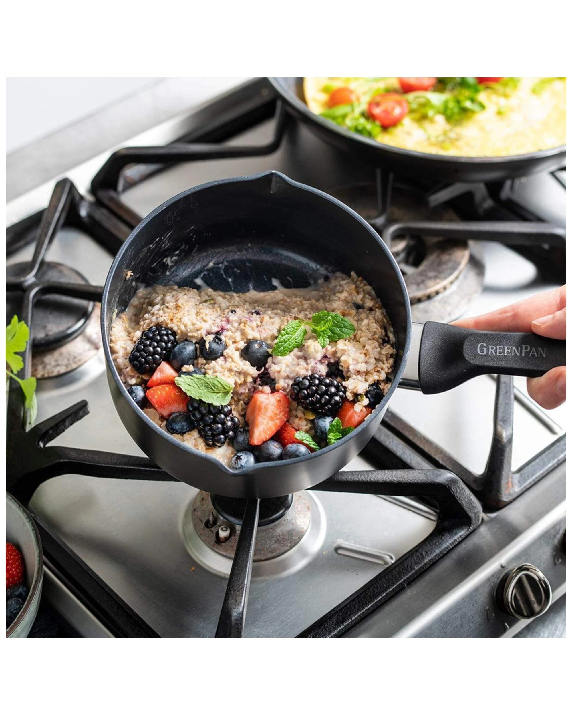 5 3pc Greenpan Memphis Series Non Stick Coated Saucepan Set Home Kitchen Cookware
 - Black, 5 of 6