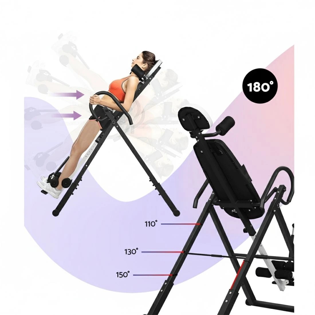 6 Everfit Inversion Table Gravity Exercise Inverter Back Stretcher Home Gym - Multi, 6 of 6