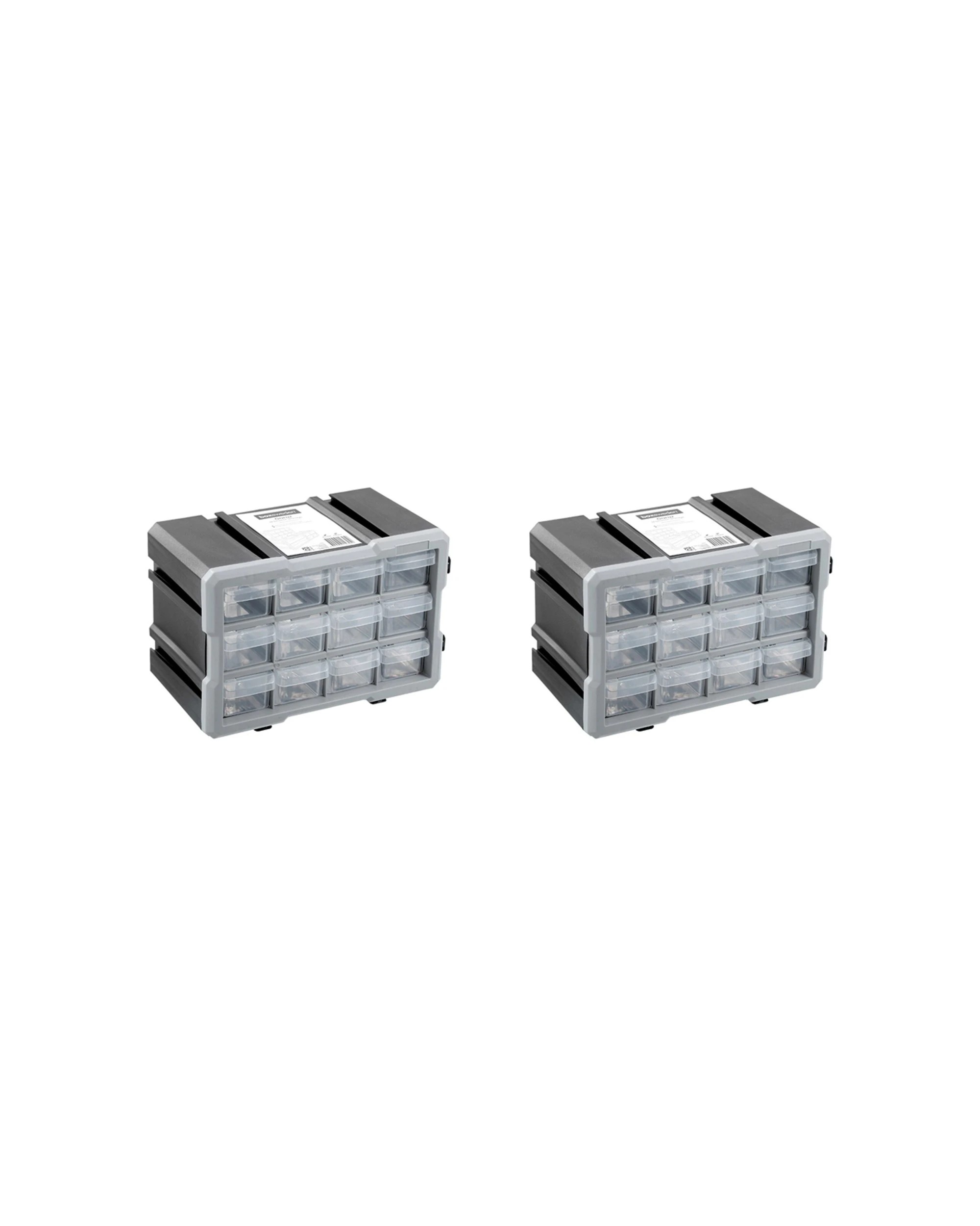 1 Boxsweden Garaz 12-Drawer Storage Organiser 29.5x19.5cm 2PK Stackable Modular - Grey, 1 of 6