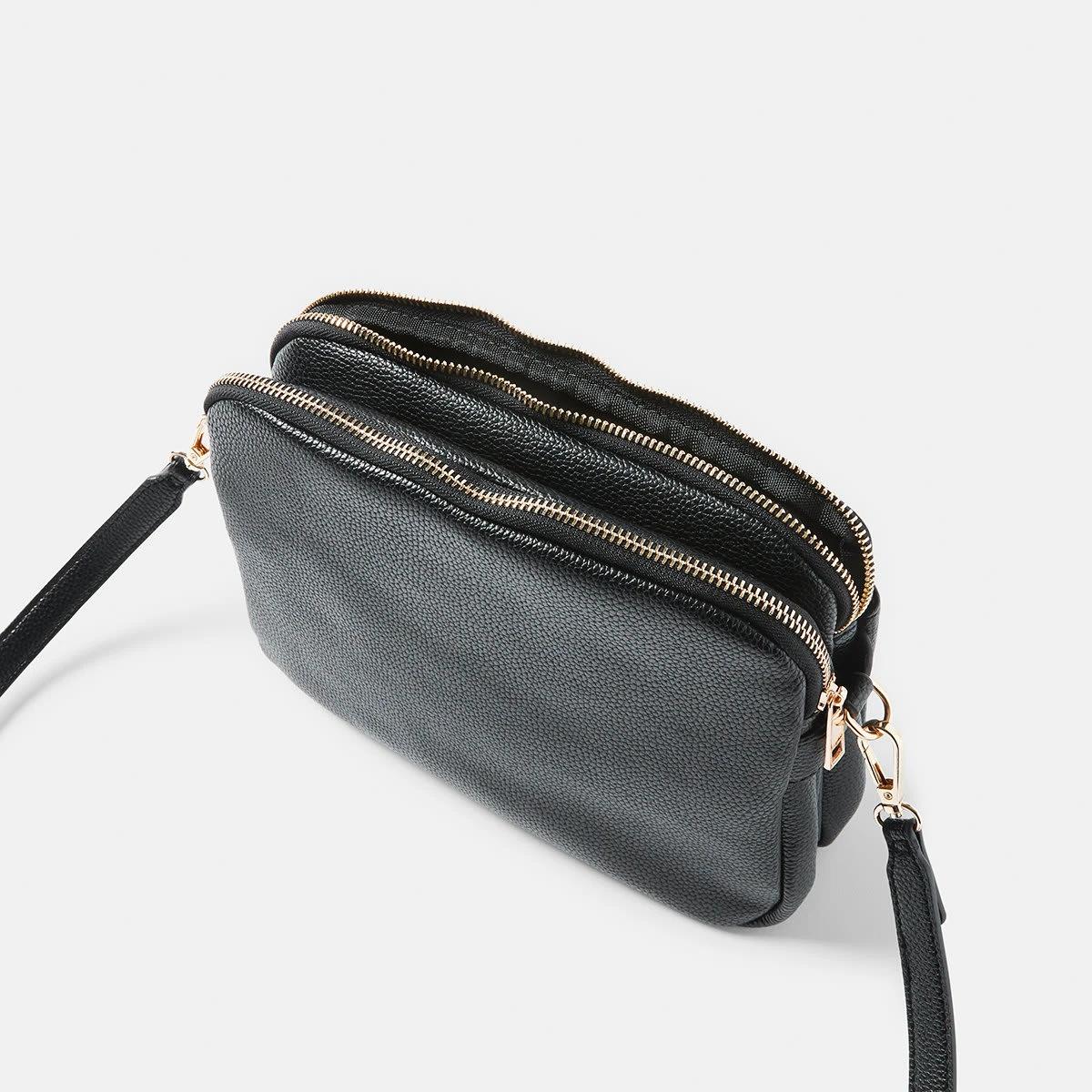 4 Double Pouch Cross Body Bag Black, 4 of 5