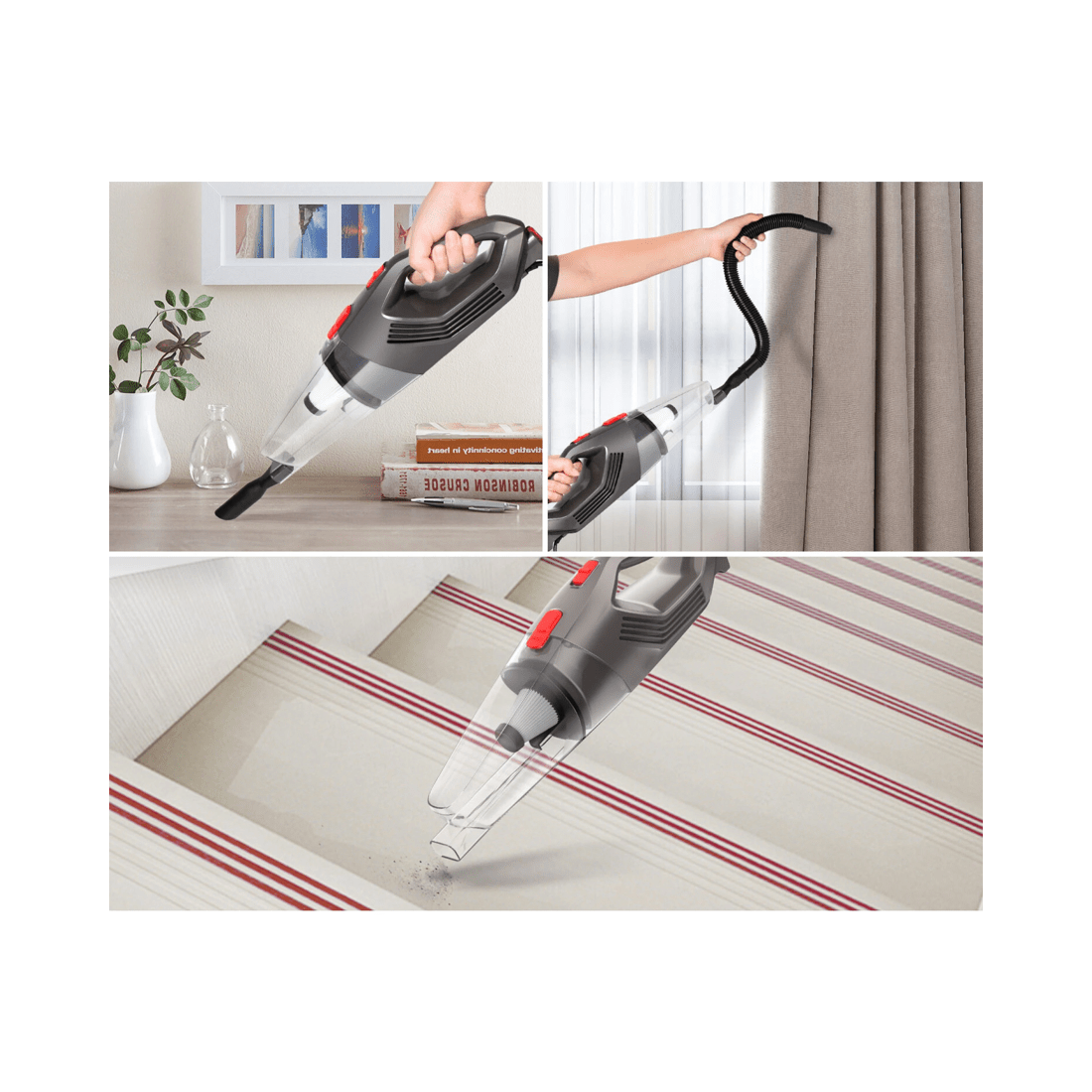 3 Lenoxx 450W Lightweight Stick Vacuum Cleaner with HEPA Filter in Grey Bagless Design, 3 of 4