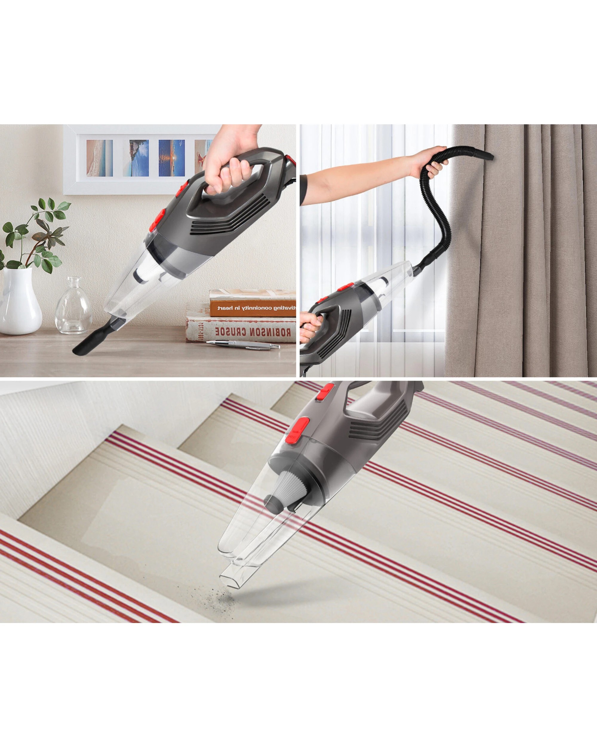 3 Lenoxx 450W Lightweight Stick Vacuum Cleaner with HEPA Filter in Grey Bagless Design, 3 of 4