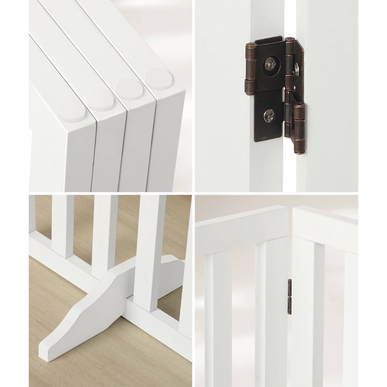 5 Alopet Wooden Pet Gate Dog Fence Safety Stair Barrier Security Door 4 Panels - White, 5 of 10