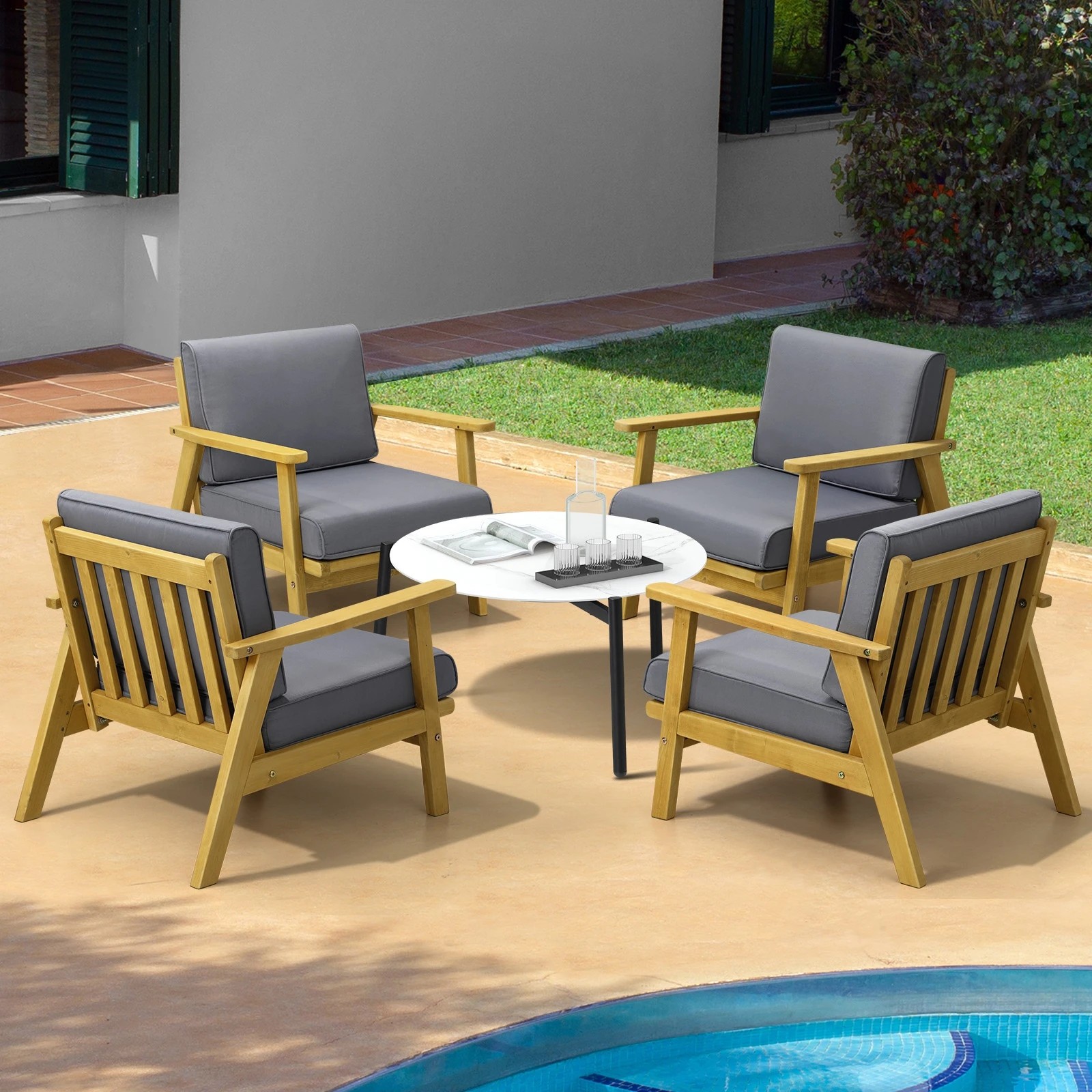 10 Livsip Outdoor Lounge Set 5pcs Patio Furniture Sets 70cm Coffee Side Table
 - Multi, 10 of 10