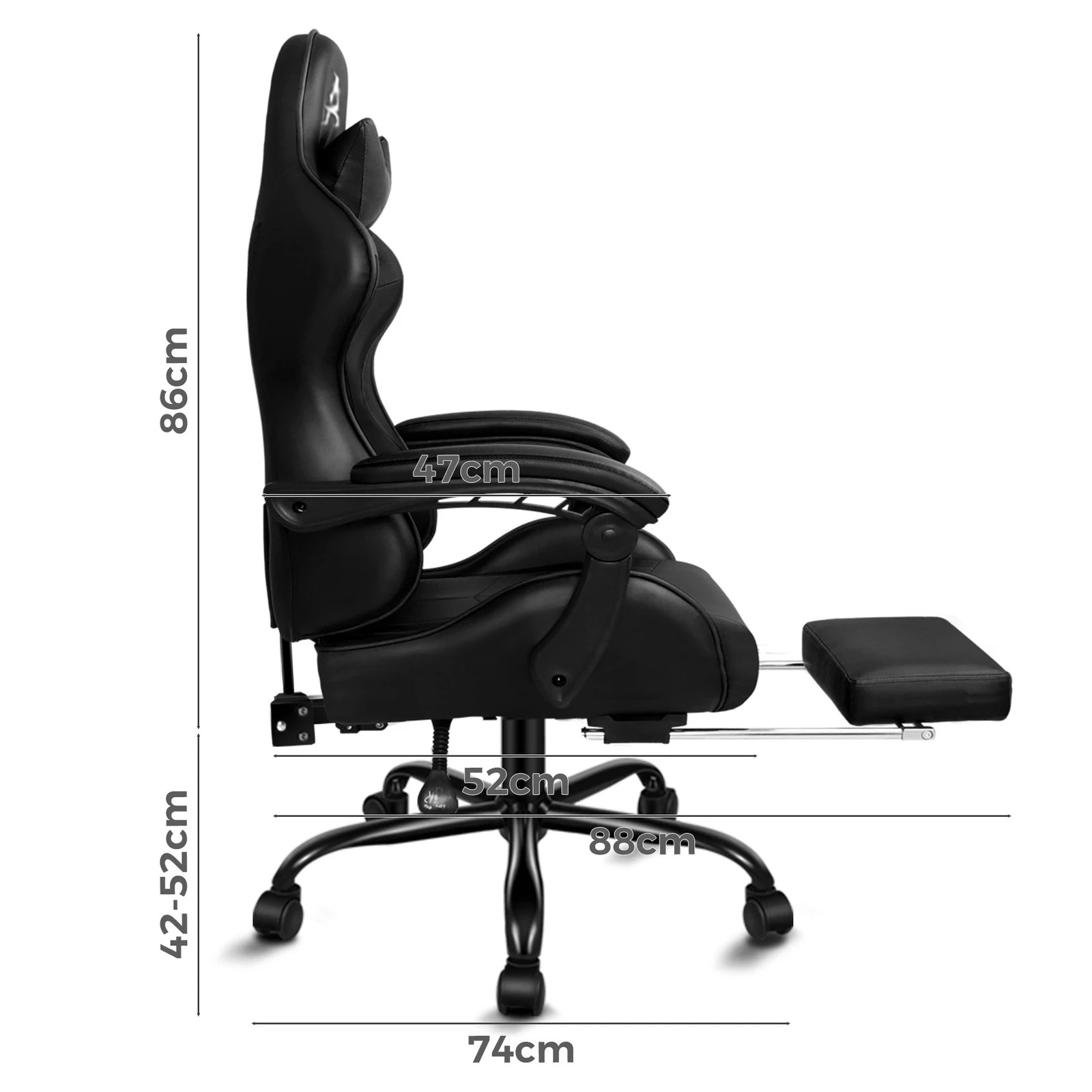 4 Alfordson Gaming Chair Office Executive Racing Footrest Seat Leather - Black, 4 of 10