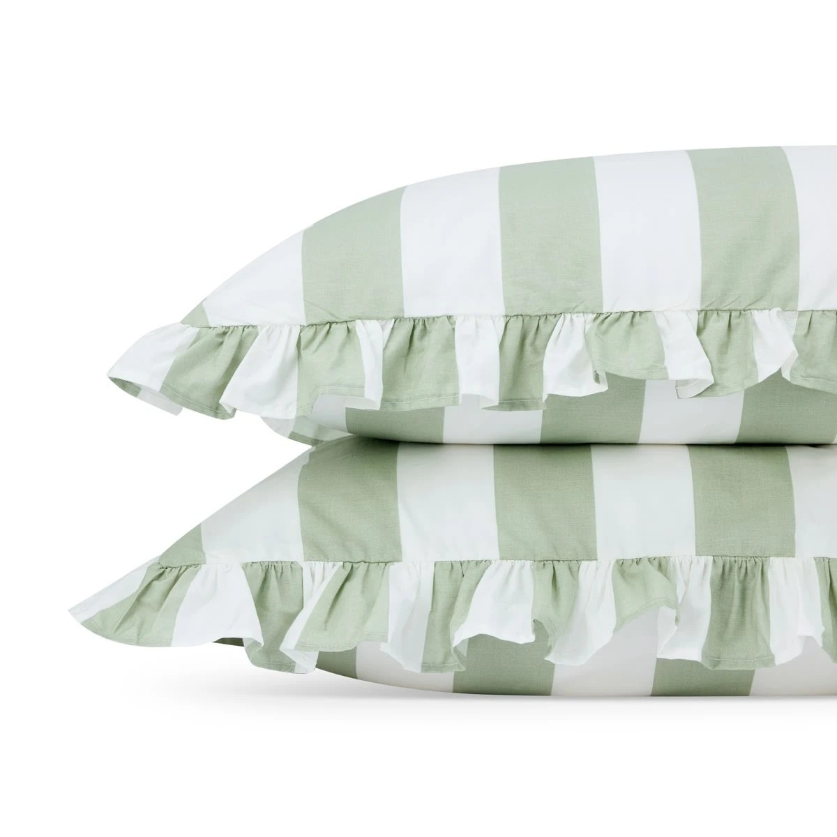 2 225 Thread Count Cotton Ruffle Sheet Set - Double Bed, Sage, 2 of 6