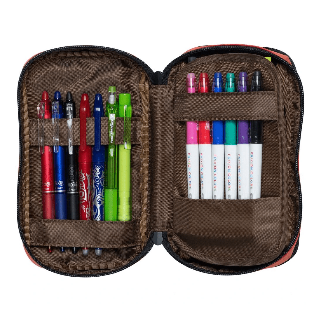 2 Lihit Lab Double Zip Mutli Compartment Pencil Case Orange, 2 of 5