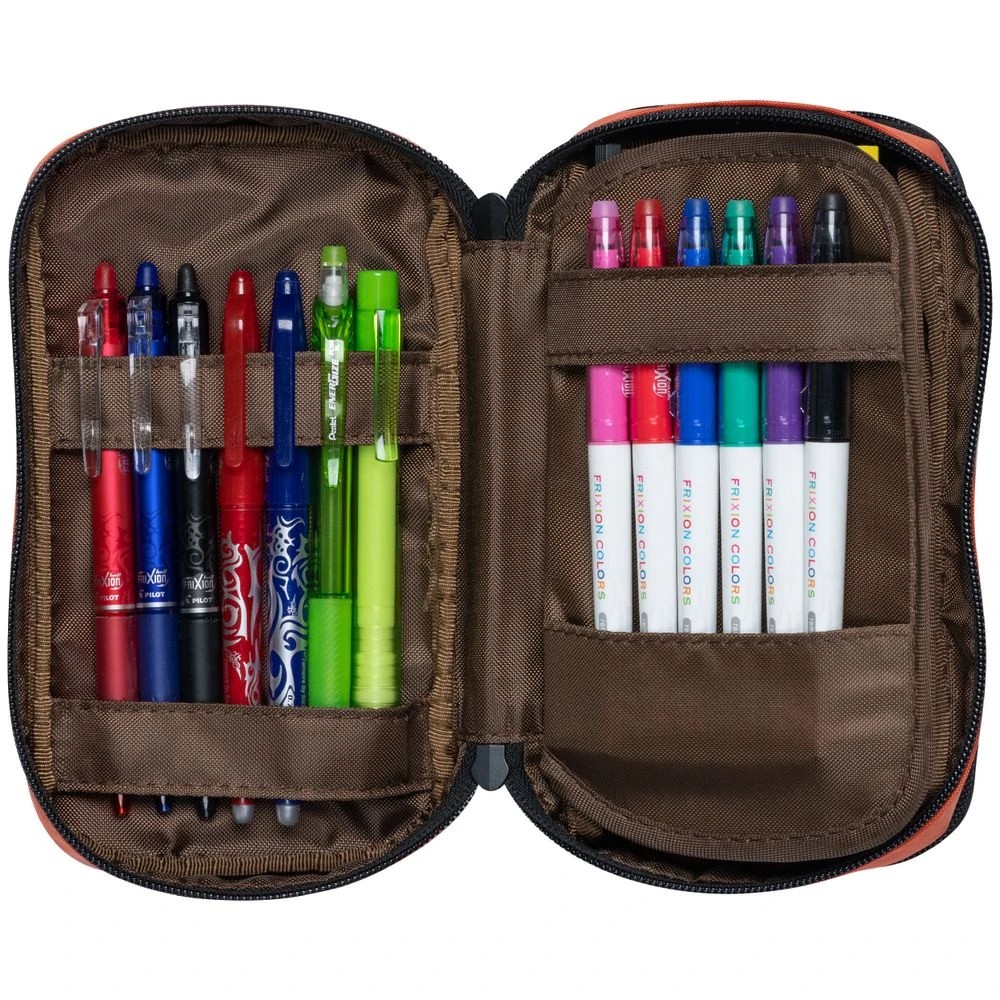 2 Lihit Lab Double Zip Mutli Compartment Pencil Case Orange, 2 of 5