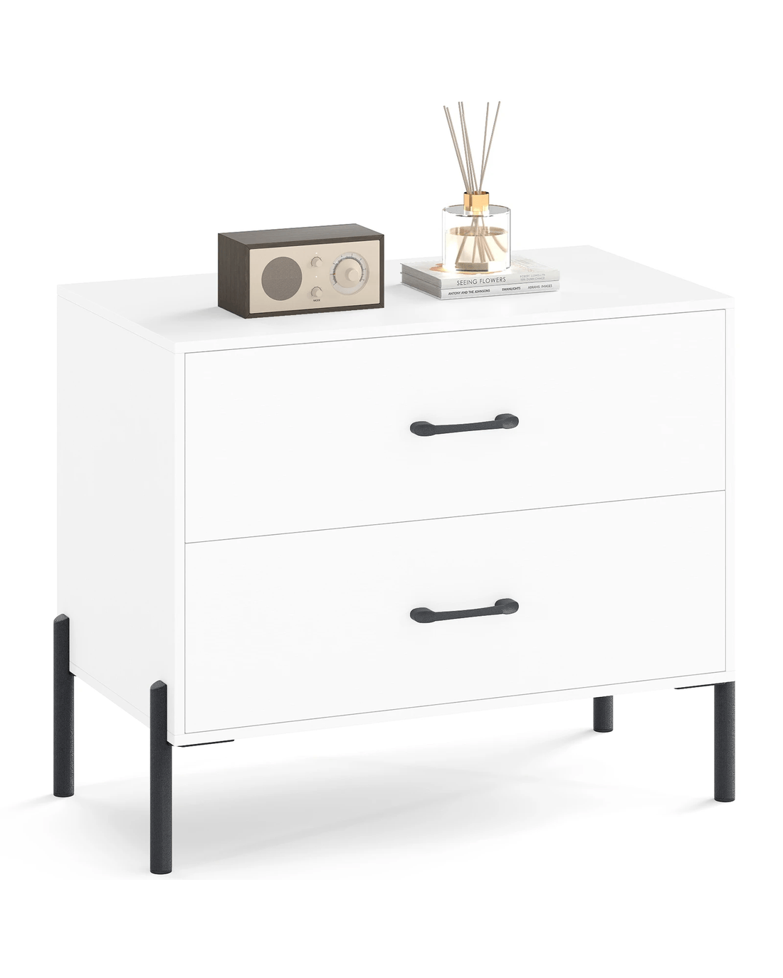 Costway 2 Drawers Bedside Table Elevated Nightstand End Side Table - Kmart