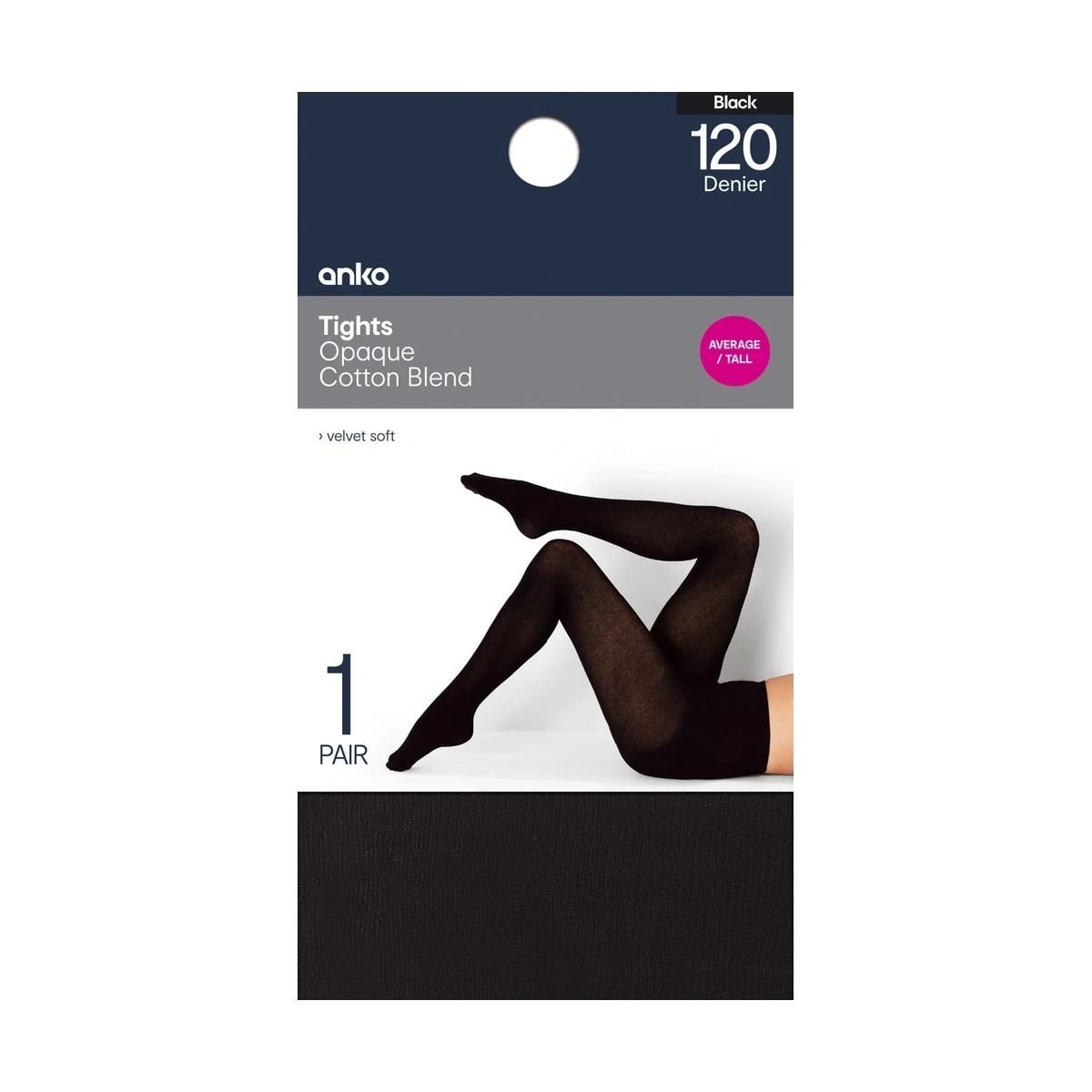 1 Opaque Cotton Blend Tights BLACK, 1 of 2