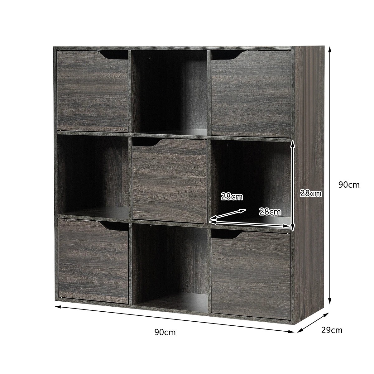2 Costway Bookcase 9-Cube Storage Cabinet Organizer Display Shelf Bookshelf - Grey, 2 of 4