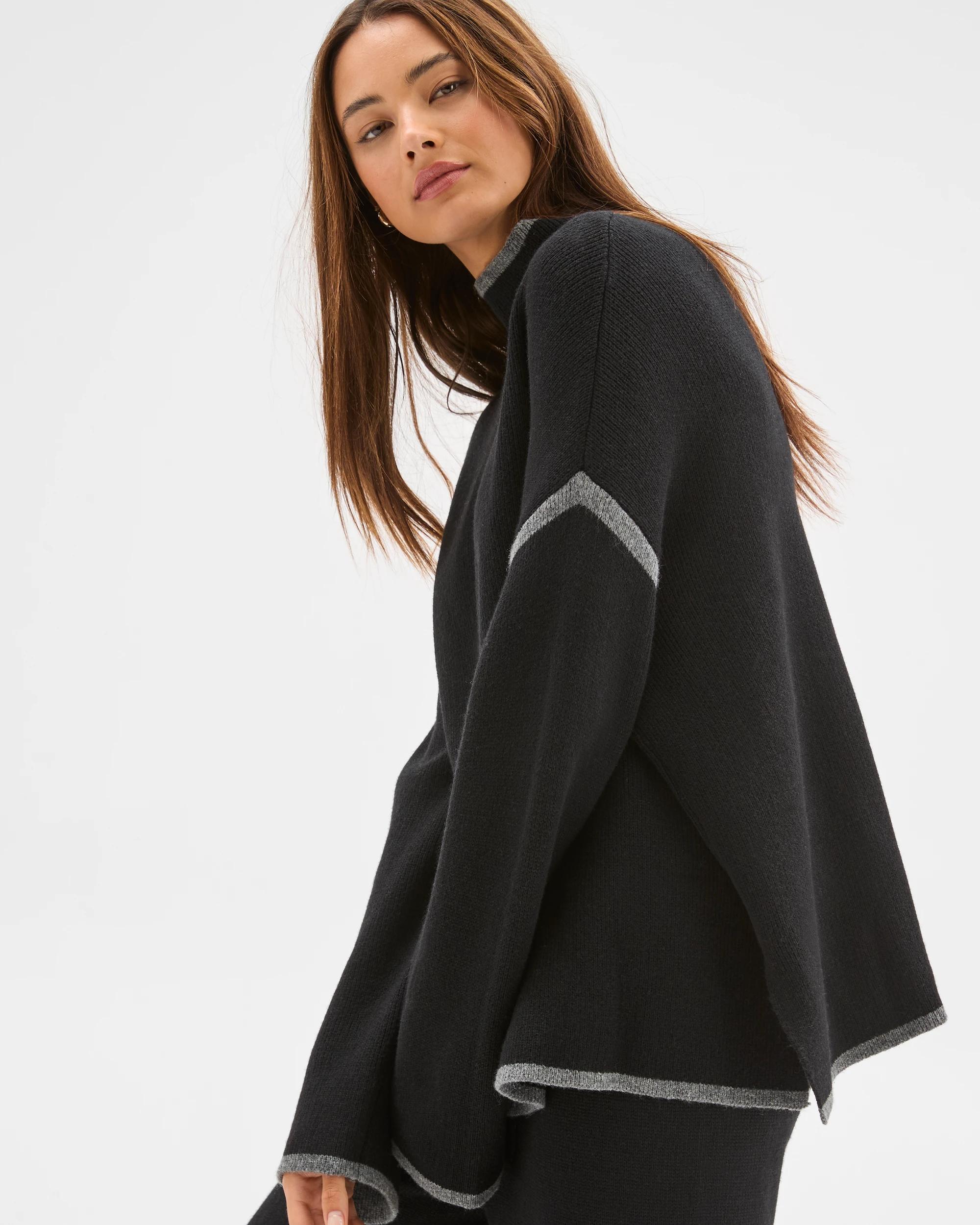 4 Lily Loves High Neck Contrast Jumper BLACK, 4 of 6