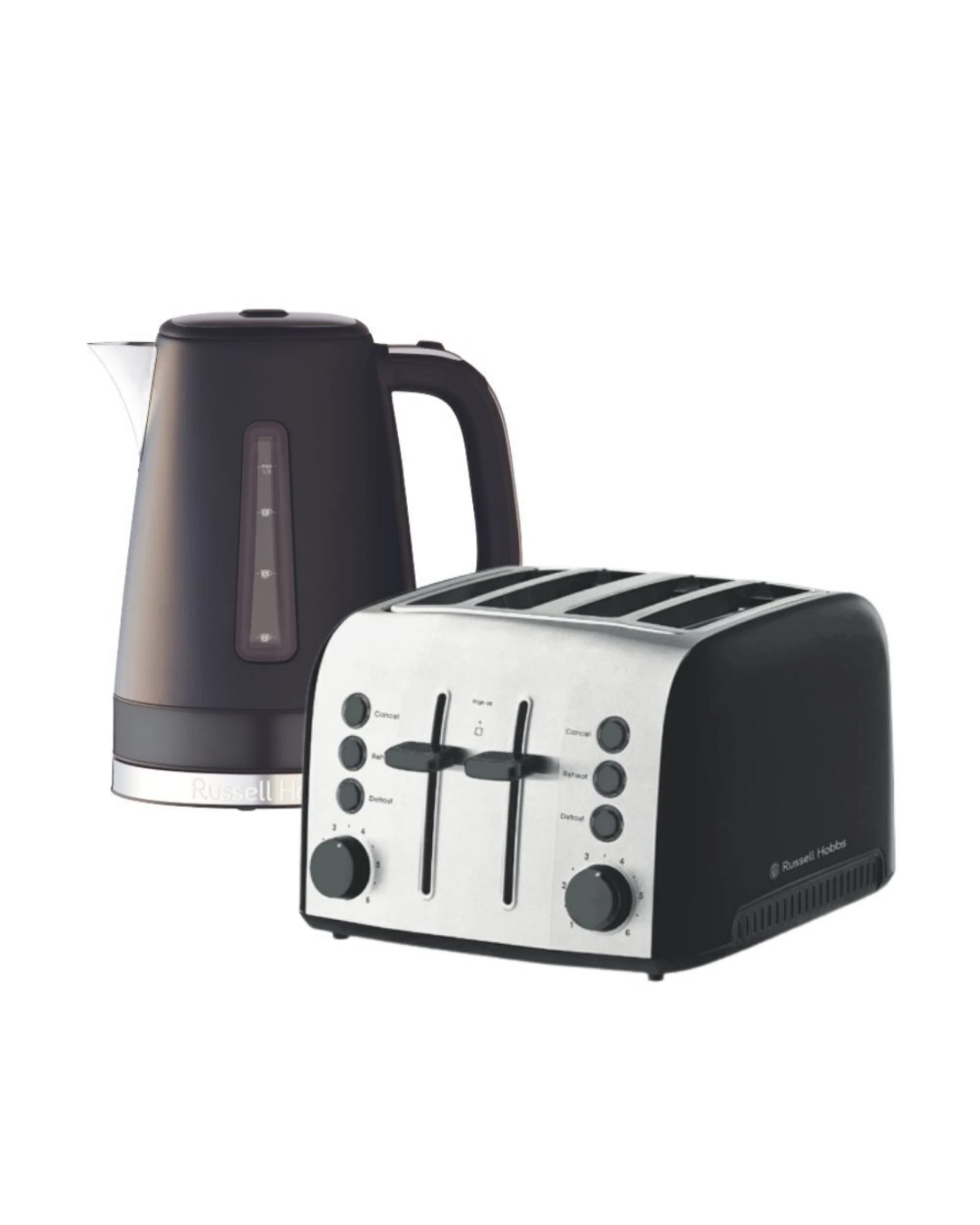 1 Russell Hobbs Brooklyn 4 Slice Toaster & 1.7L Kettle Set - Black, 1 of 4
