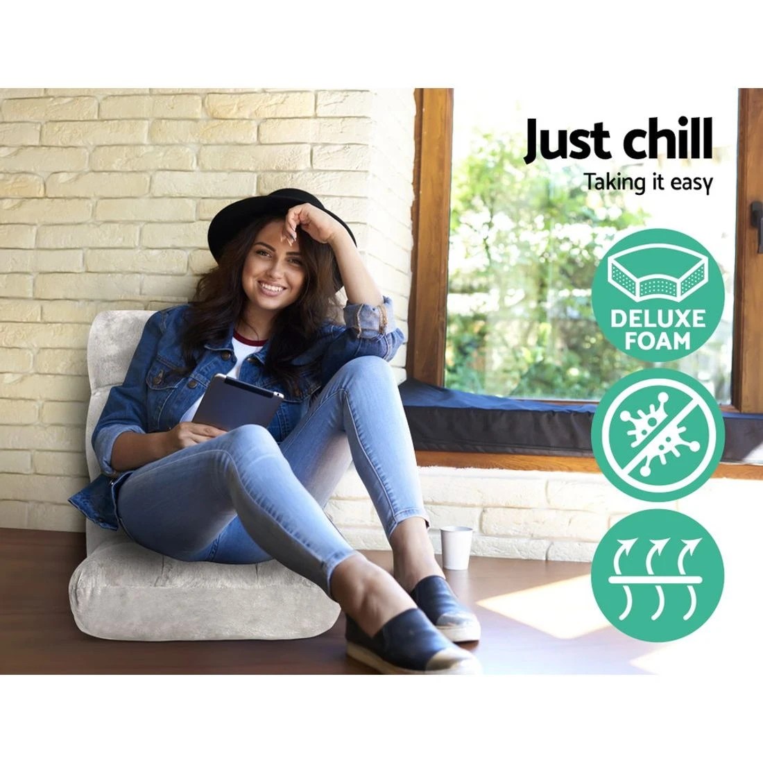 3 Artiss Lounge Sofa Bed Flannel Fabric - Grey, 3 of 7