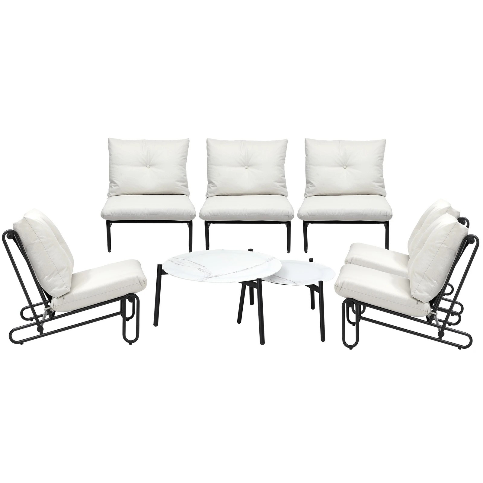 6 Livsip Outdoor Sofa Set 8 Piece Garden Patio Lounge Setting Table Chairs - Beige, 6 of 9