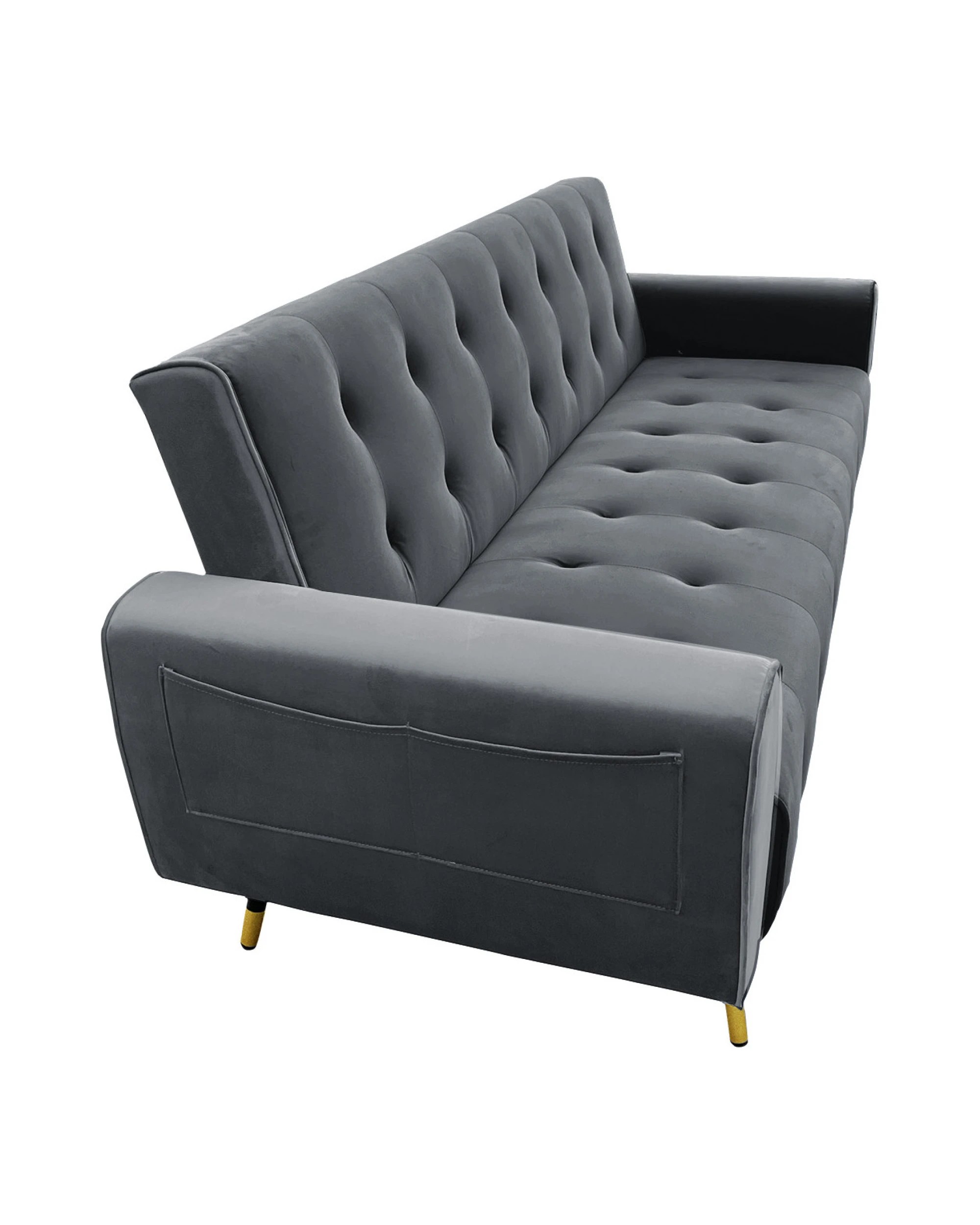 2 Ava Tufted Velvet Sofa Bed By Sarantino - Dark Grey, 2 of 9