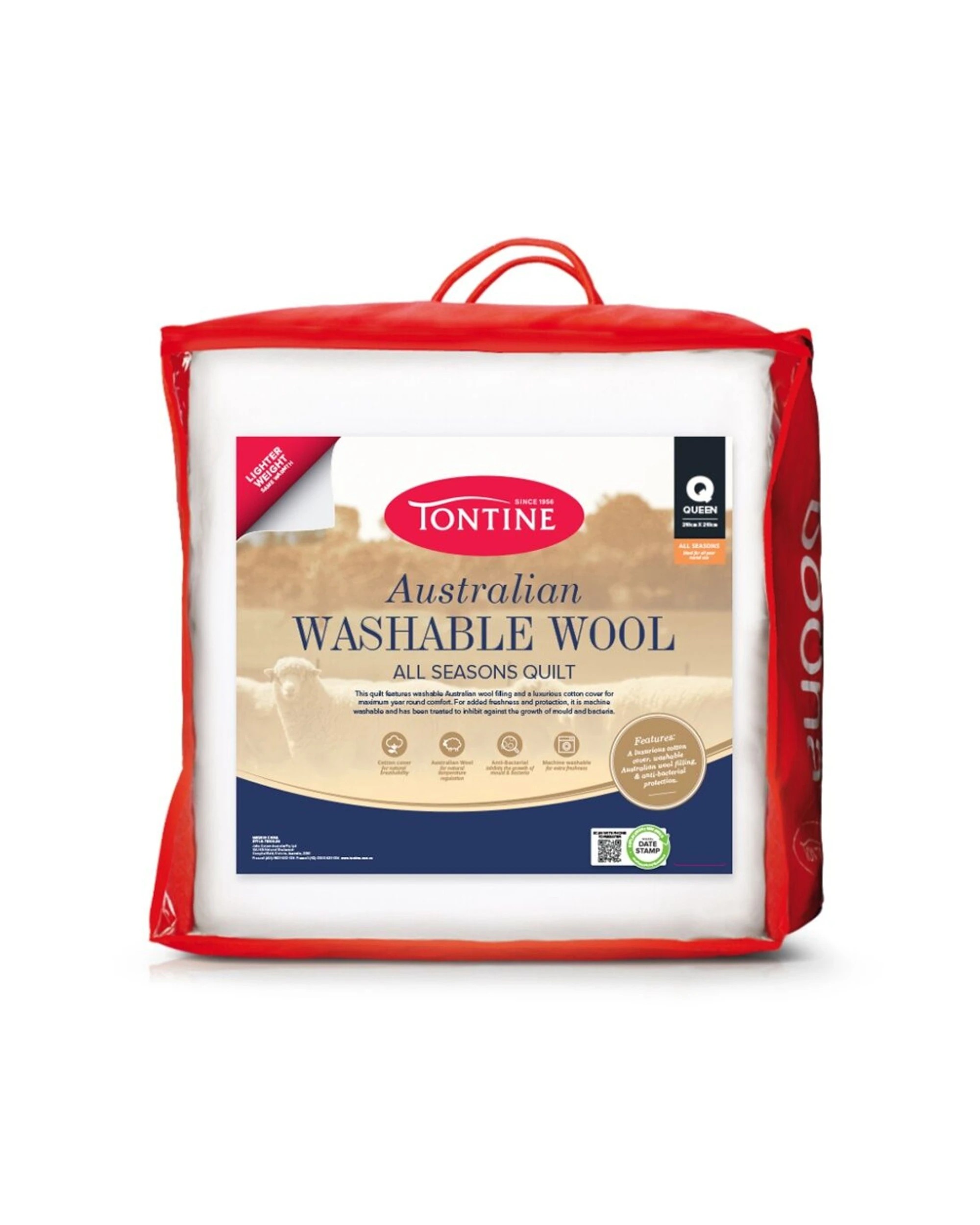 1 Tontine Lightweight Australian Washable Wool Quilt All Seasons - King Bed - White, 1 of 4