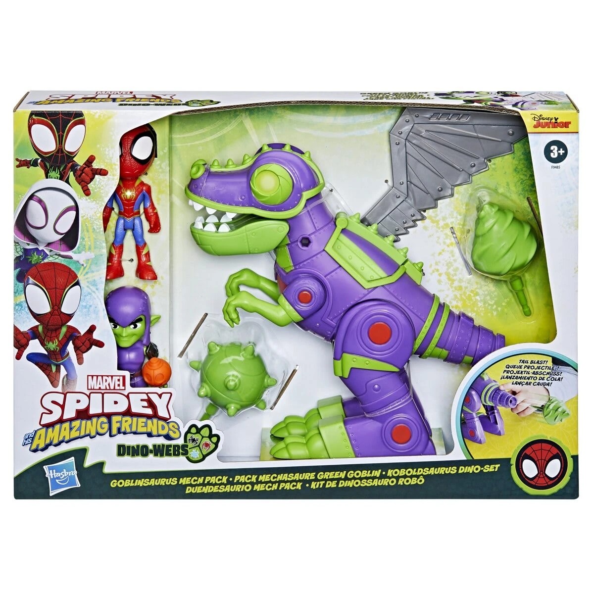 1 Disney Junior Marvel Spidey and His Amazing Friends Dino Webs Goblinsaurus Mech Pack, 1 of 5