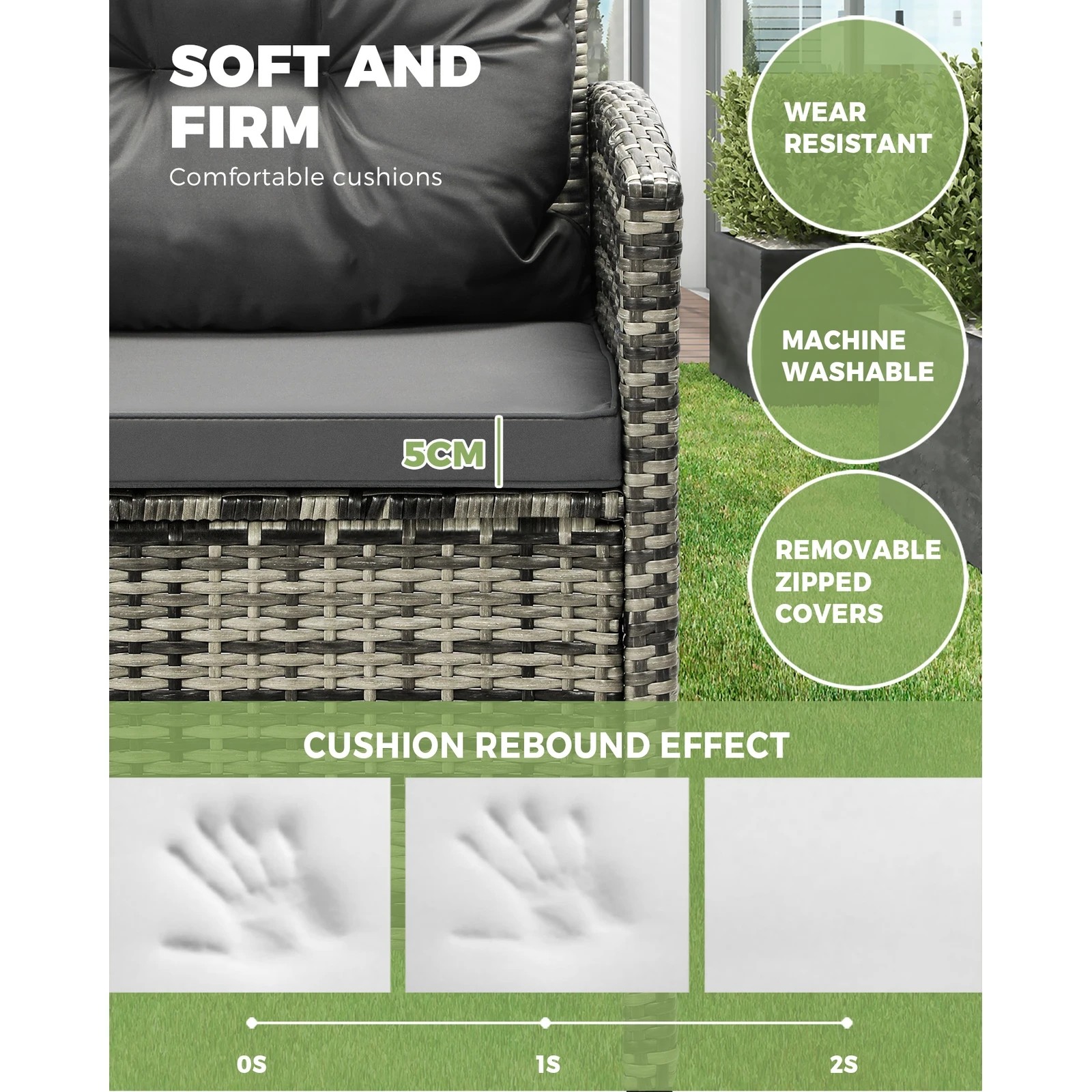 8 Livsip Outdoor Lounge Set Patio Furniture Dining Chairs Wicker Table 4 Piece
 - Multi, 8 of 10