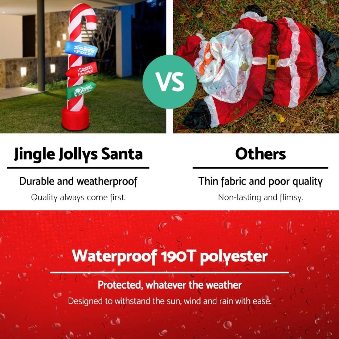 5 Jingle Jollys Christmas Inflatable Candy Pole 2.4M Illuminated Decorations - Multi, 5 of 8