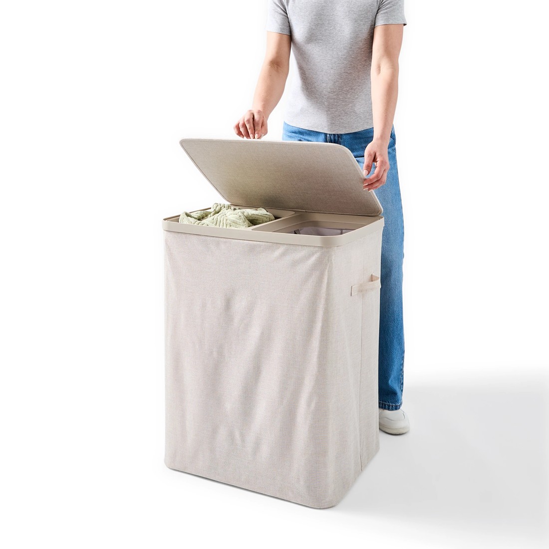 2 Dual Section Laundry Hamper - Beige, 2 of 10