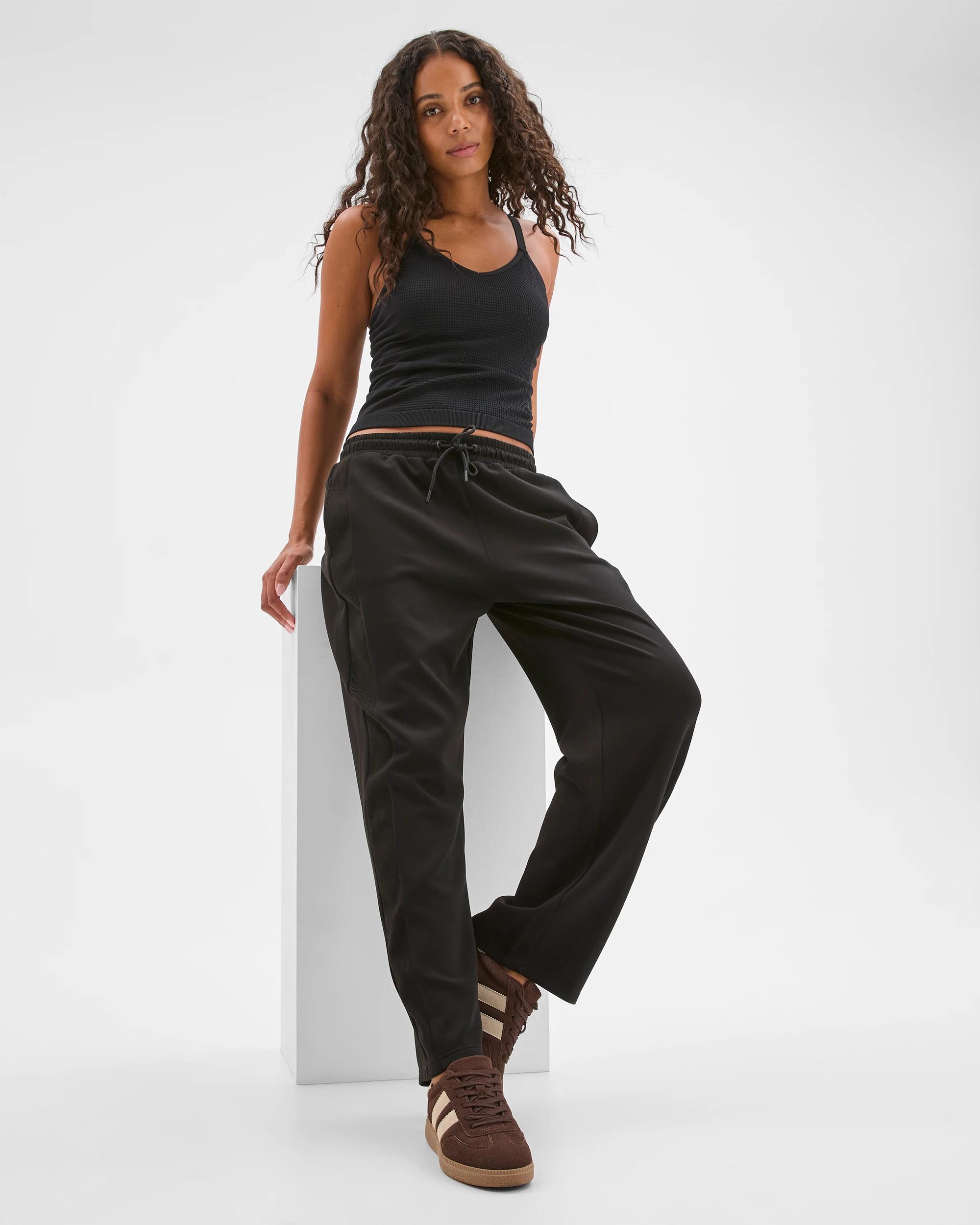 4 Target Active Movement Wide Leg Knit Panel Pants BLACK, 4 of 7