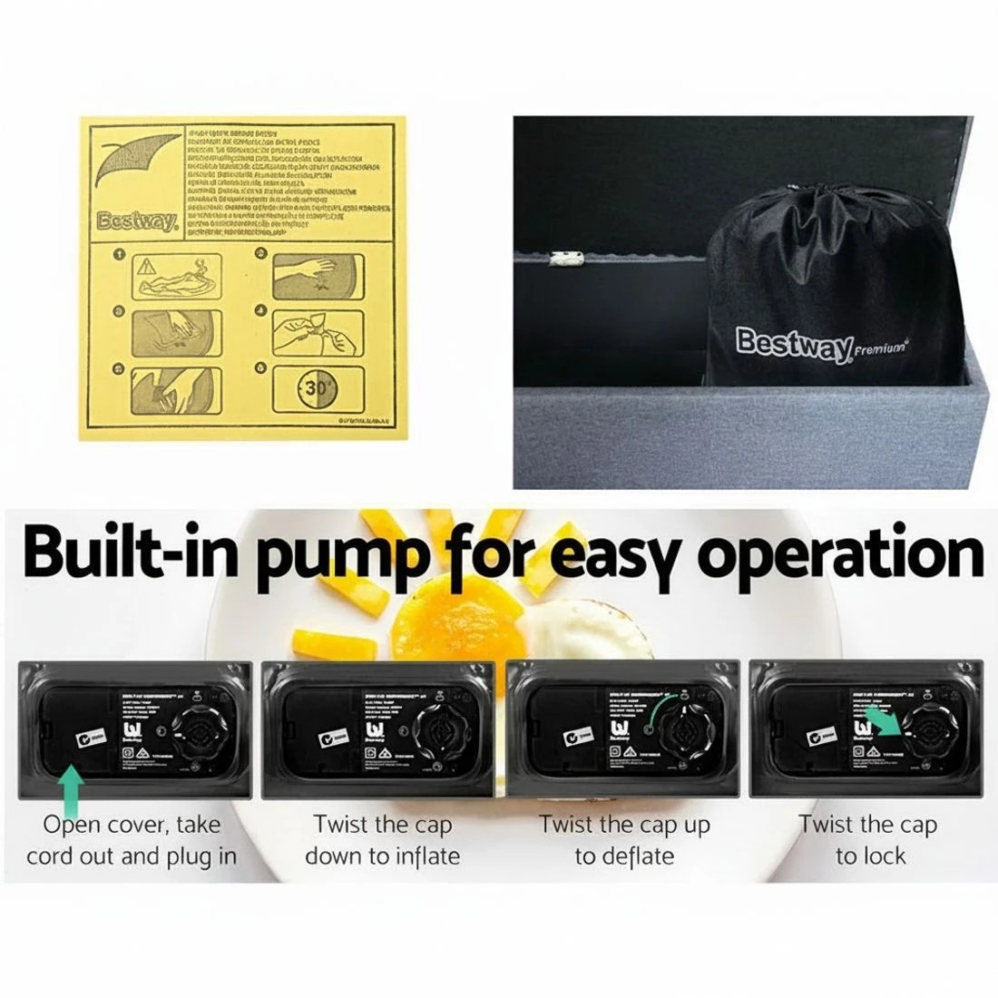 6 Bestway Air Mattress Queen Inflatable Bed 56cm Airbed 56cm - Queen Bed - Blue, 6 of 6