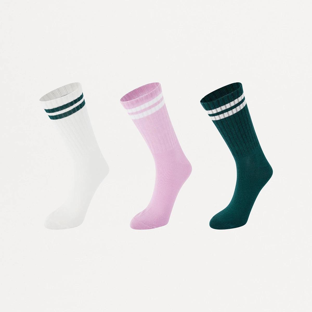 1 3 Pack Chunky Ribbed Full Crew Socks Green, 1 of 3