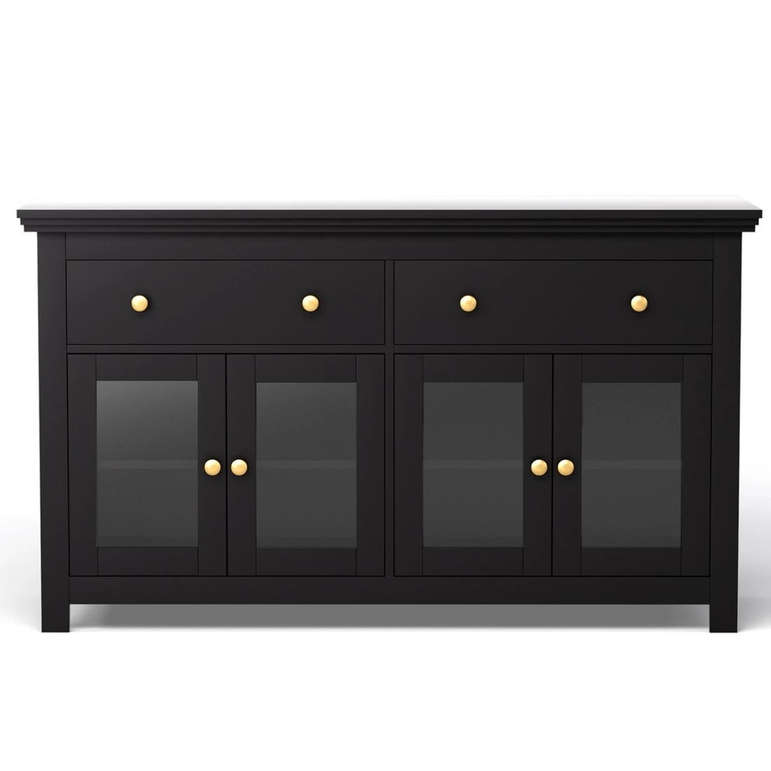 2 Artiss Buffet Sideboard Storage Cabinet Kitchen Cupboard Clear Door Drawer - Black, 2 of 5
