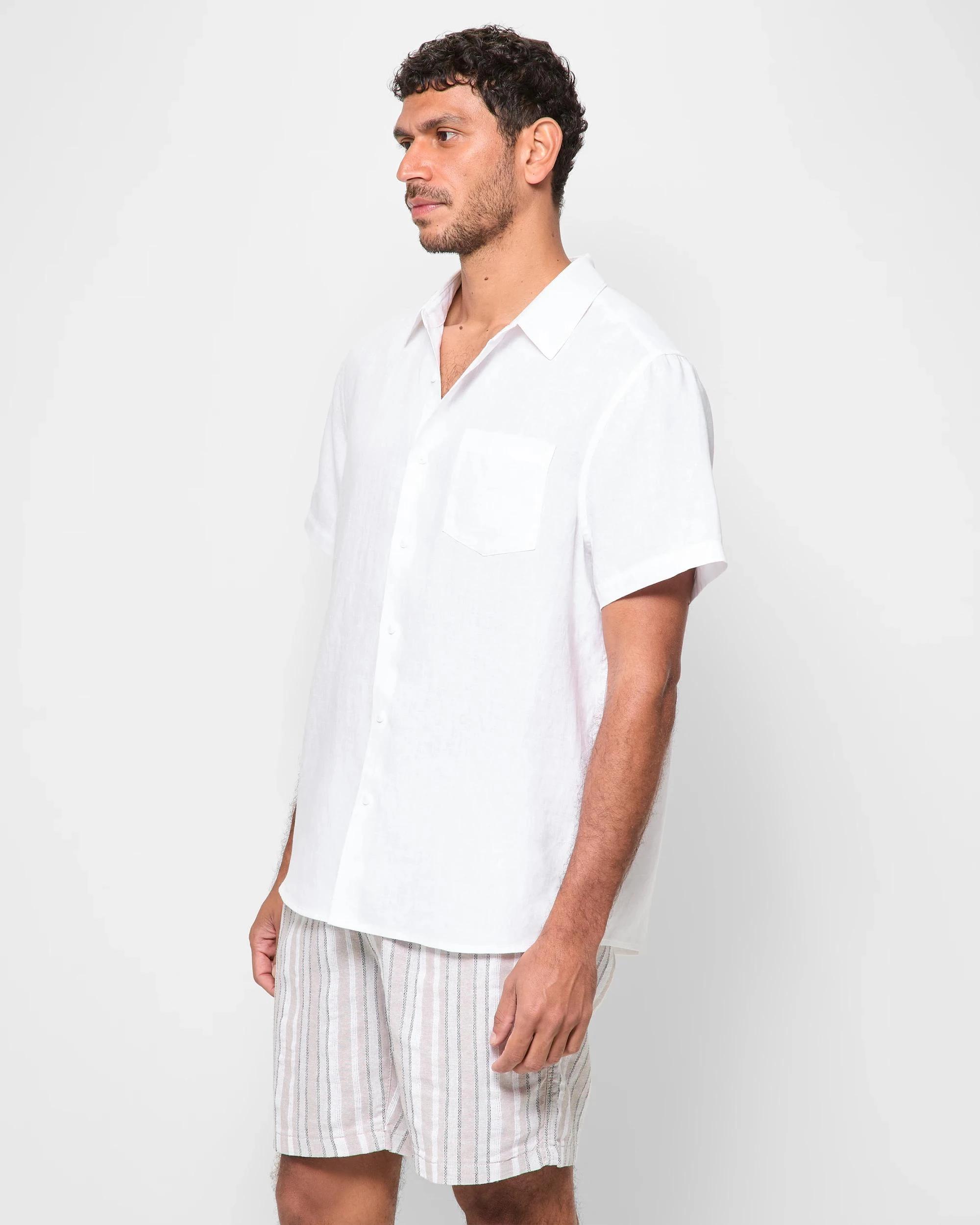 3 Target Man European Linen Short Sleeve Shirt WHITE, 3 of 9