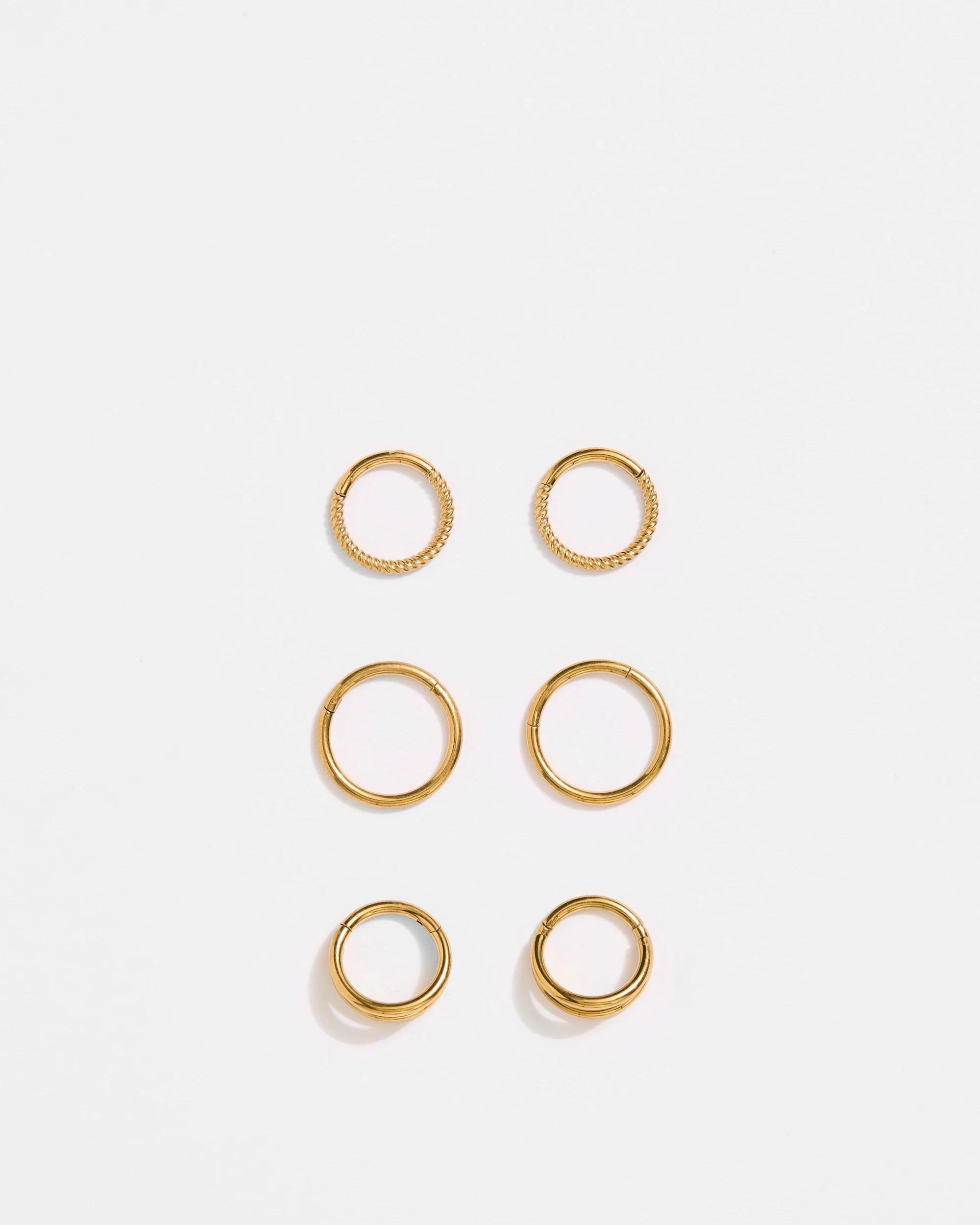 1 Target Waterproof 3 Pack Fine Hoop Earrings GOLD, 1 of 1