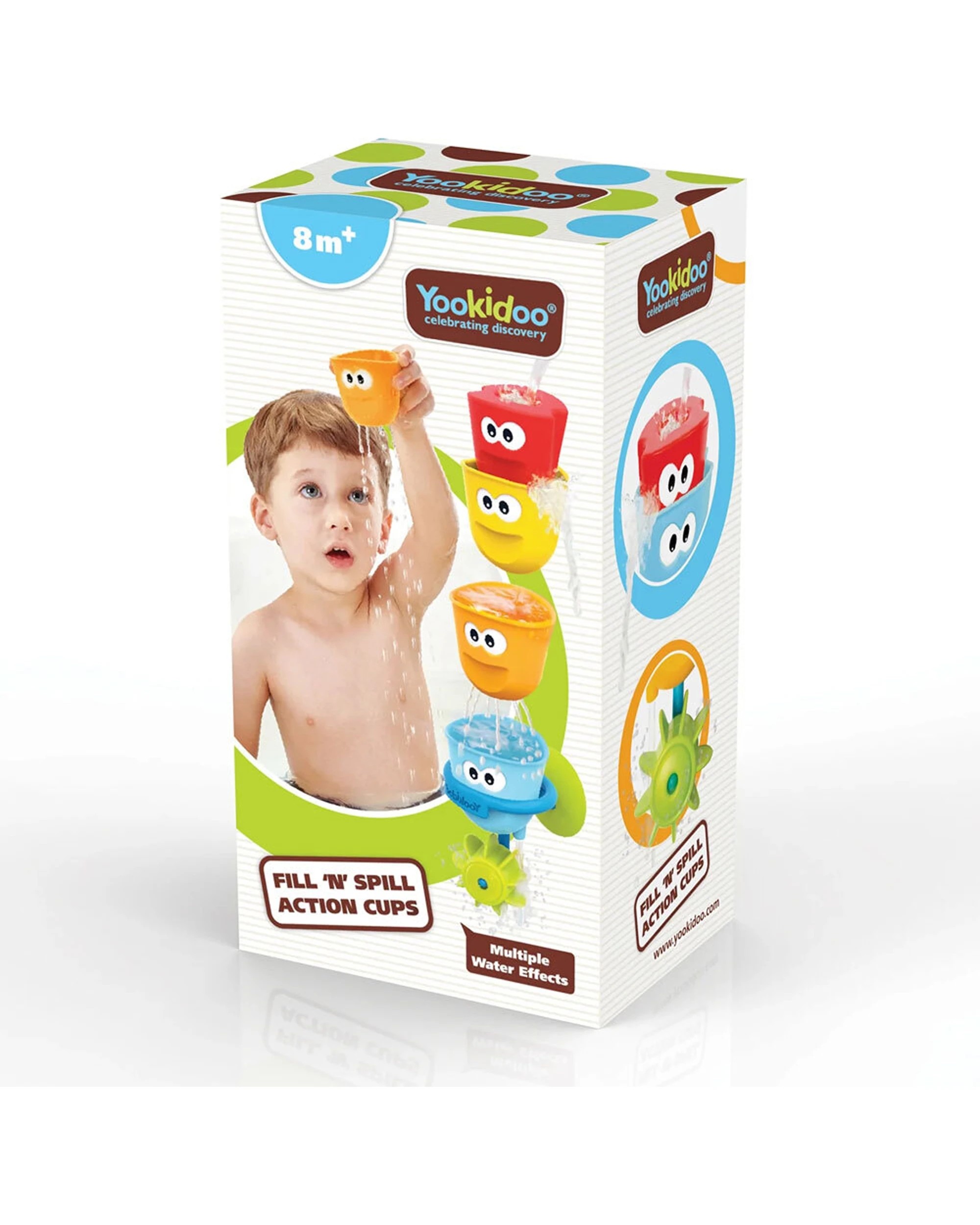 4 Yookidoo Fill N Spill Action Cups Baby Bath Toy 8m-36m Suction Cup Holder - Multi, 4 of 4