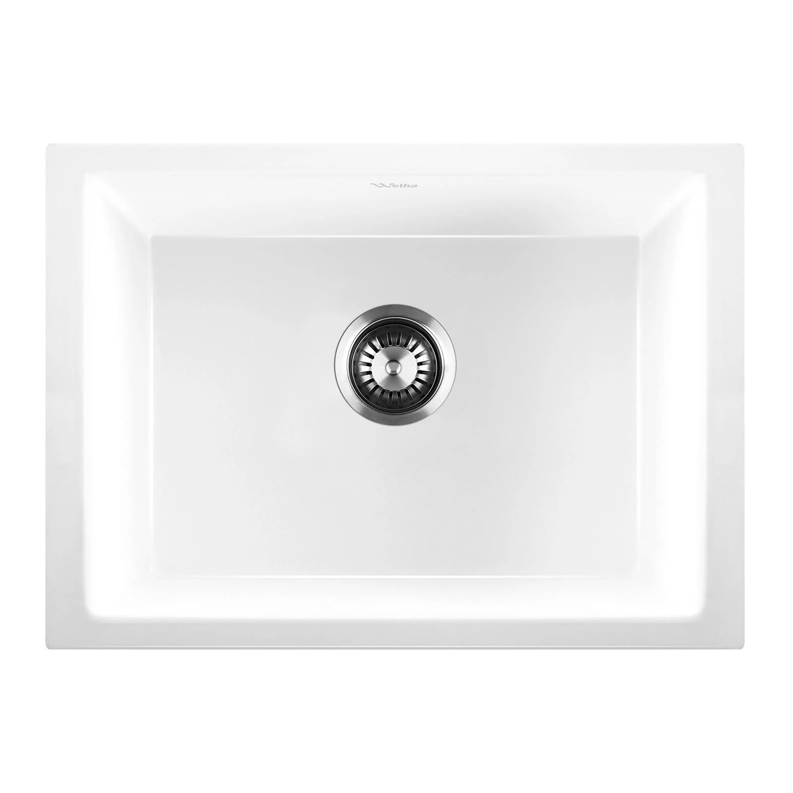 1 Welba Kitchen Sink 55x45cm Granite Stone Sink Laundry Basin Single Bowl - White, 1 of 7