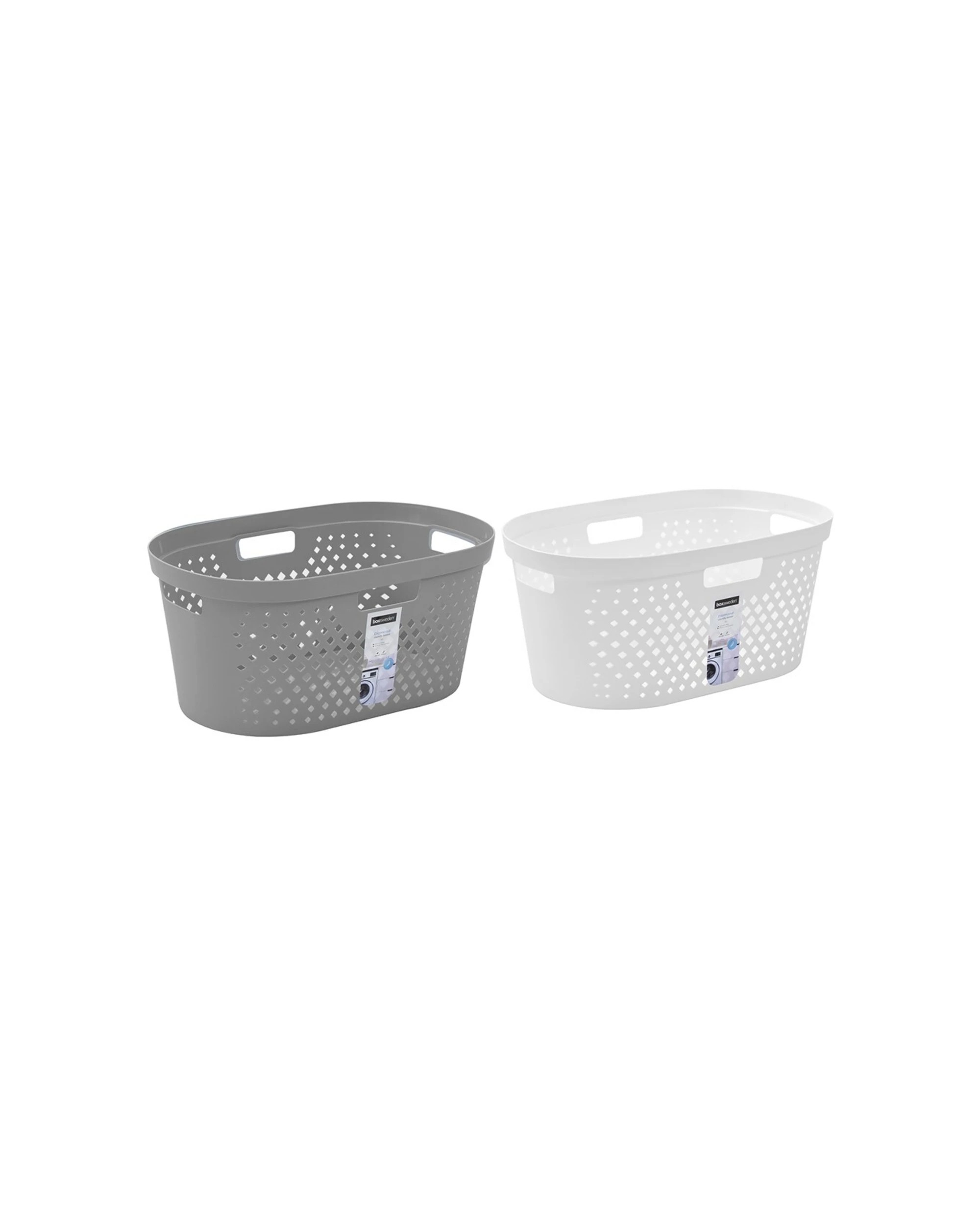 2 Boxsweden Diamond 40l Laundry Basket Dirty Clothes Hamper Storage - Assorted, 2 of 5
