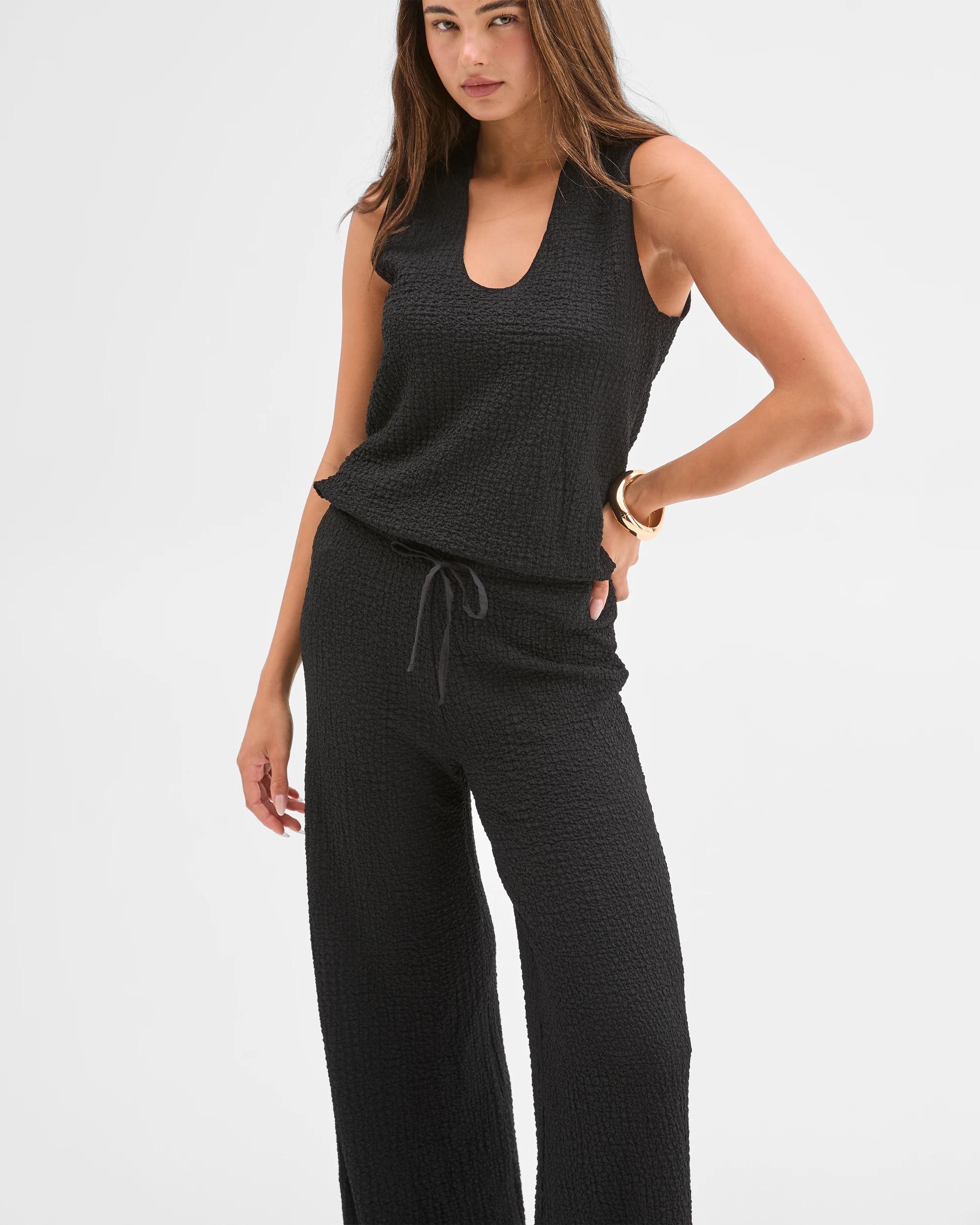 2 Lily Loves Textured Straight Leg Pants BLACK, 2 of 7