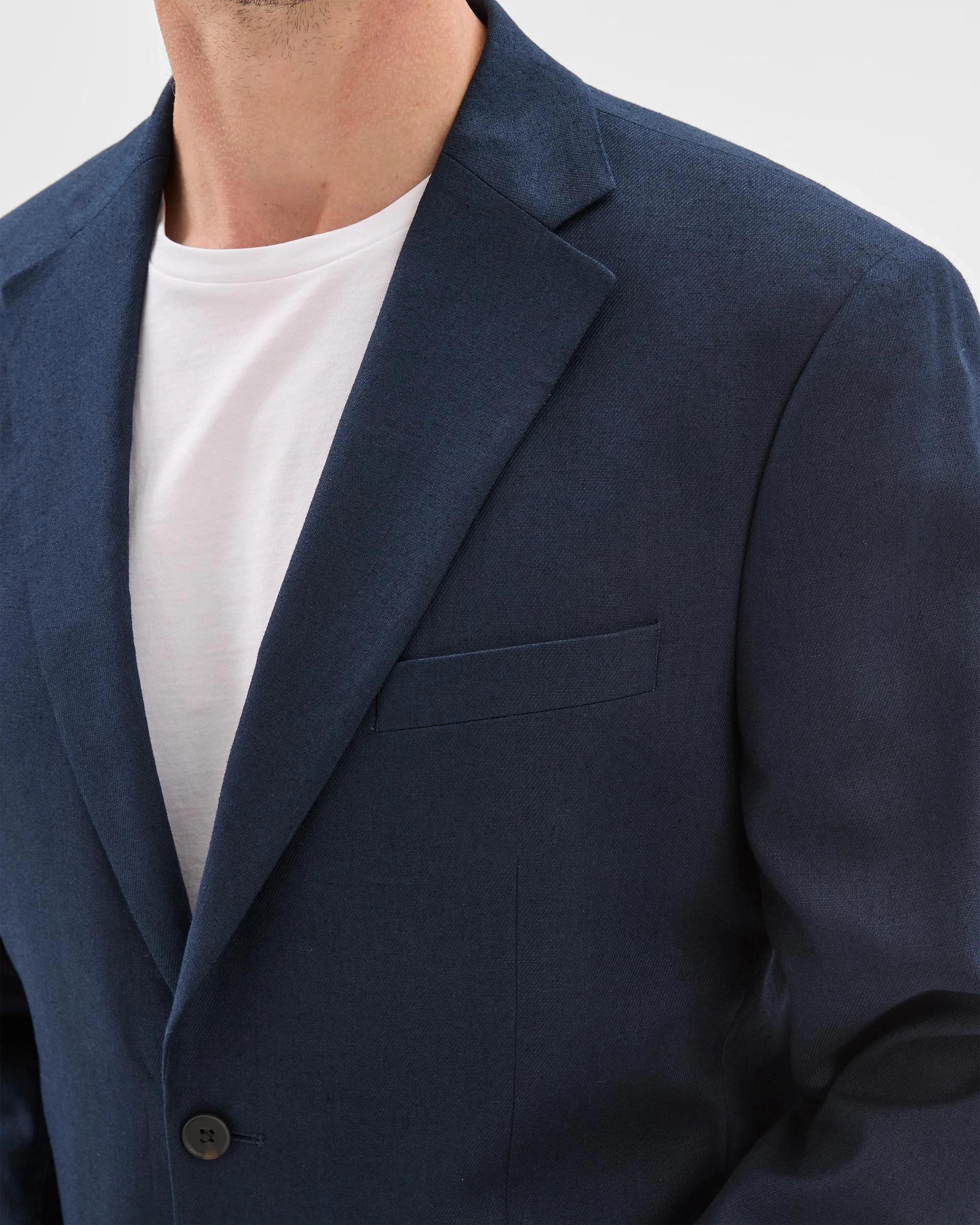 3 European Linen Blend Suit Jacket - Preview NAVY, 3 of 5