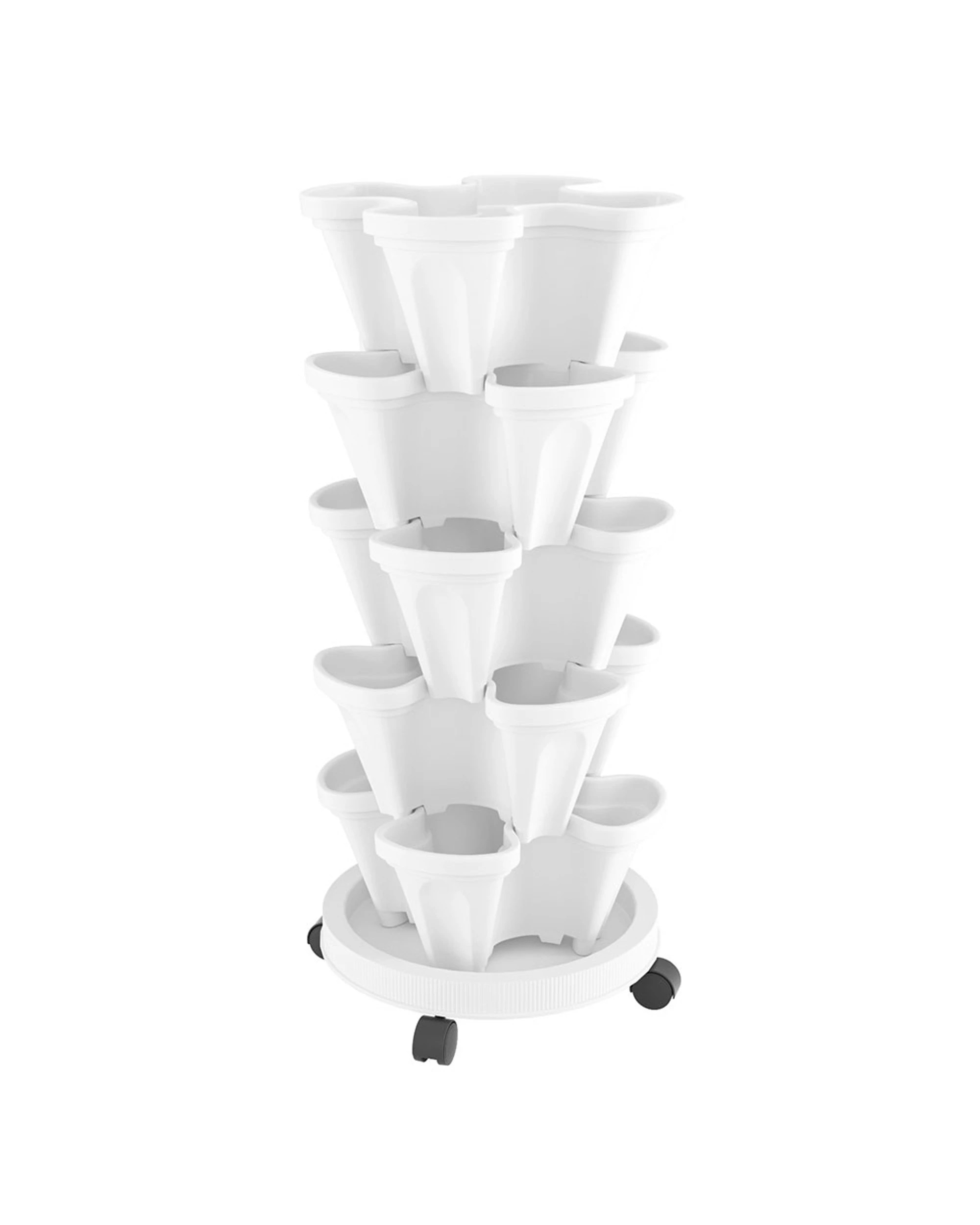 1 Green Fingers Garden Bed 5 Tier Vertical Garden Strawberry Stackable Planters Herbs Petunias - White, 1 of 6