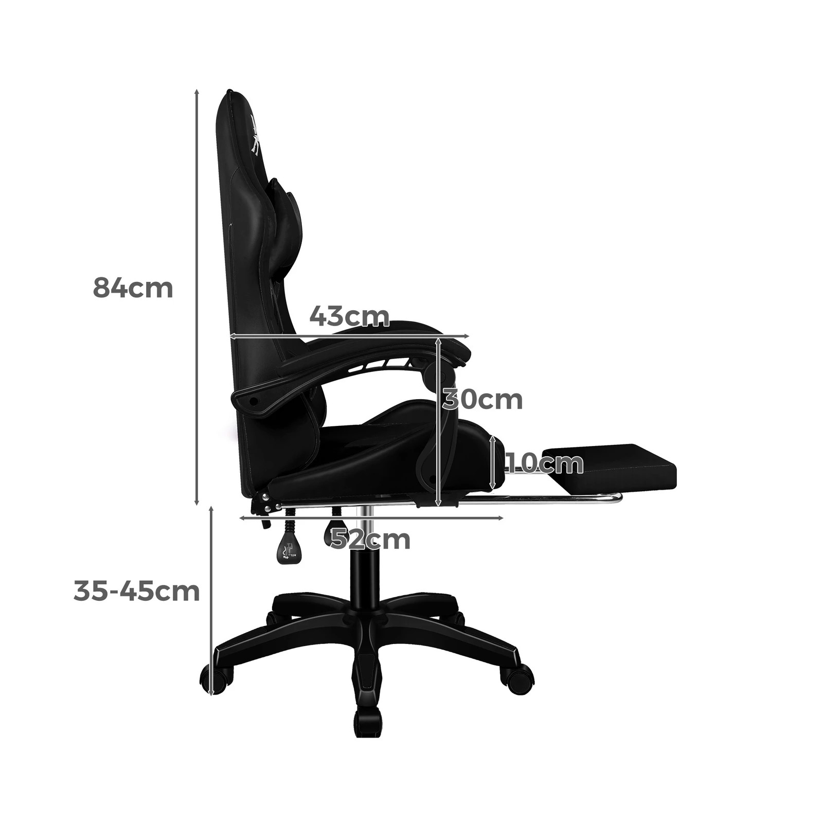 9 Alfordson Gaming Office Chair Massage Computer Footrest Seat Leather - All Black, 9 of 10