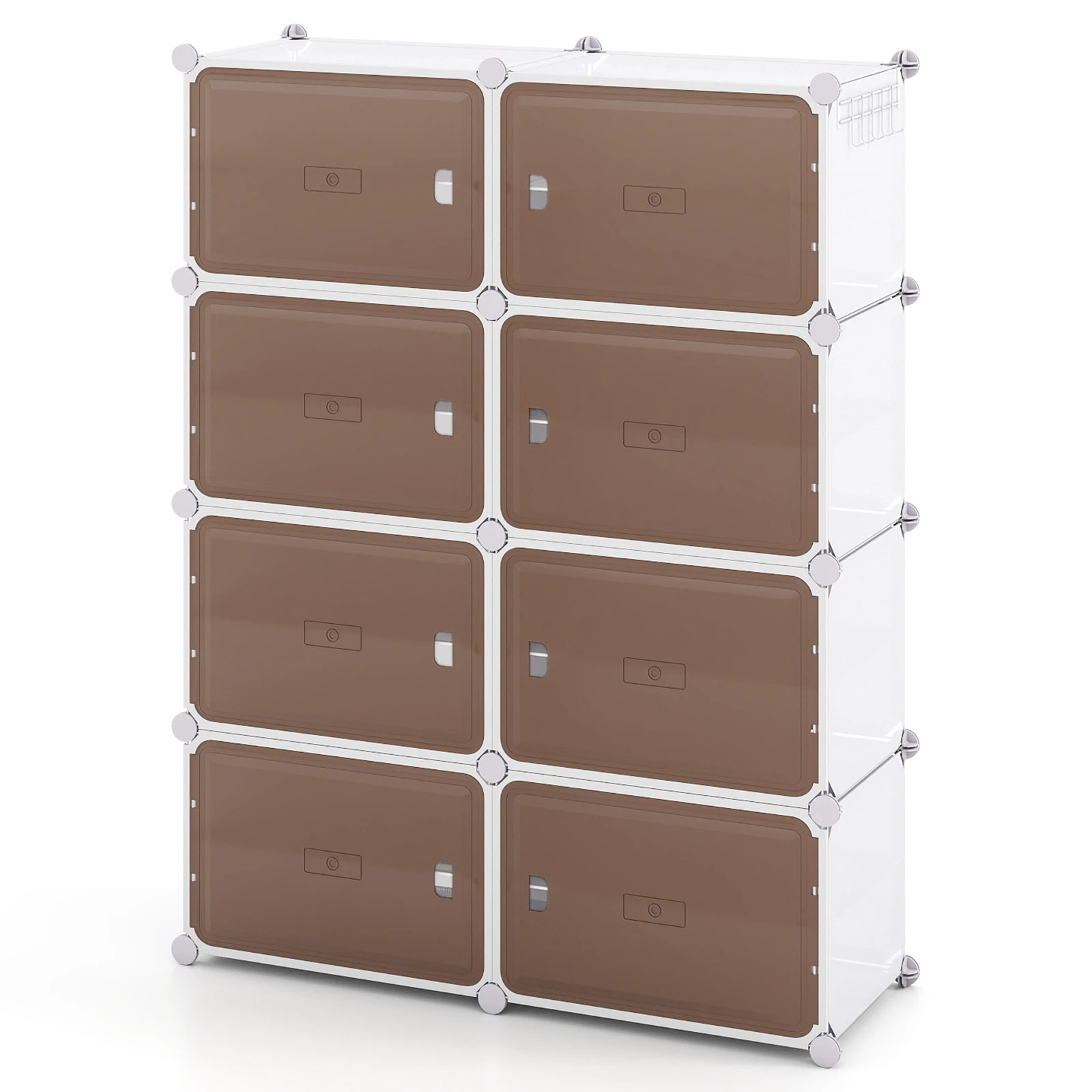 1 Costway Shoe Rack 8 Tier Shoe Storage Cabinet w/Removable Shelves Hooks Closet Organizer, 1 of 5