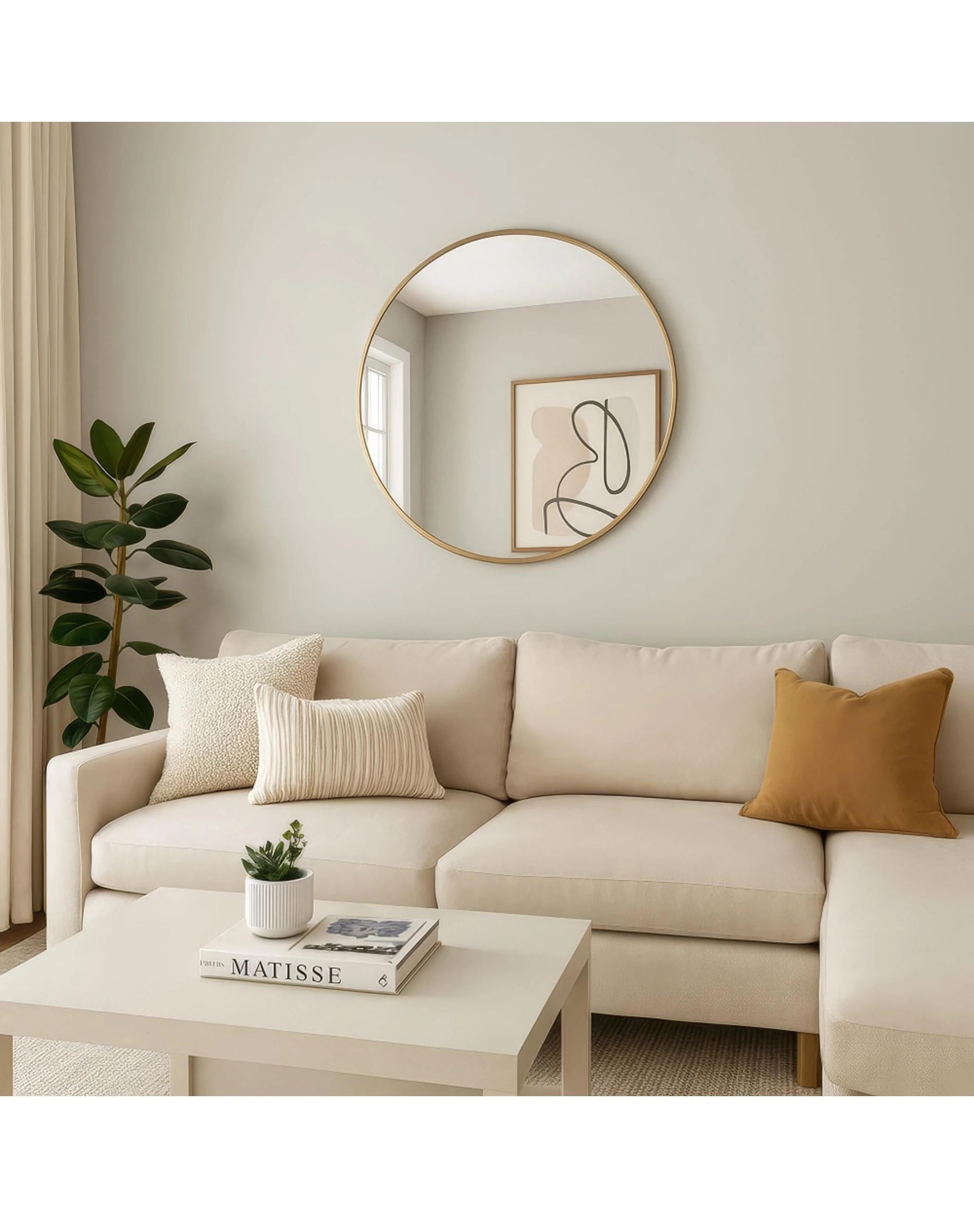 2 Urban Style Reflections Round Mirror Contemporary Home Decor 80cm - Gold, 2 of 9