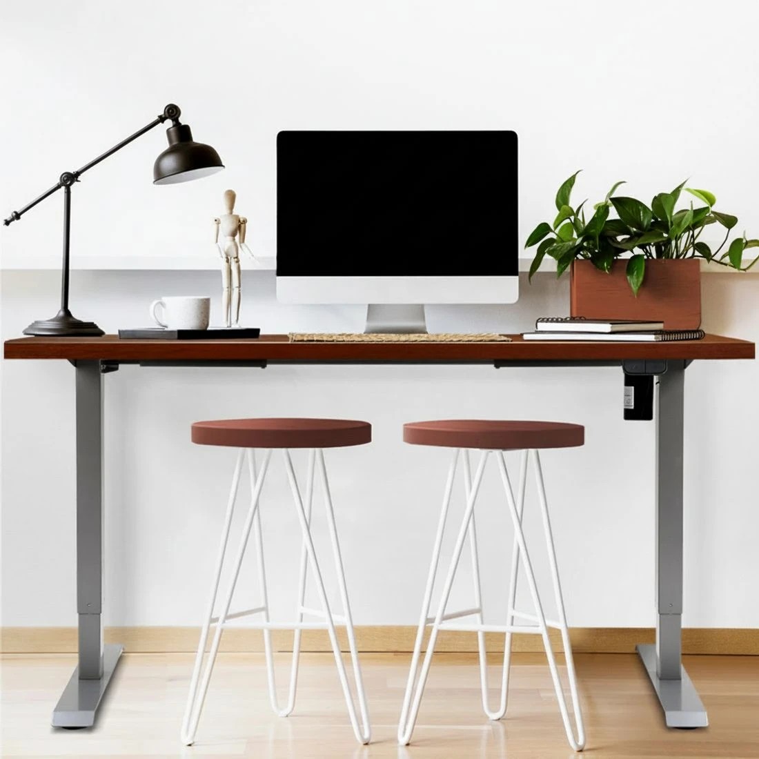 6 Artiss Standing Desk Motorised 120CM Walnut - Brown, 6 of 6