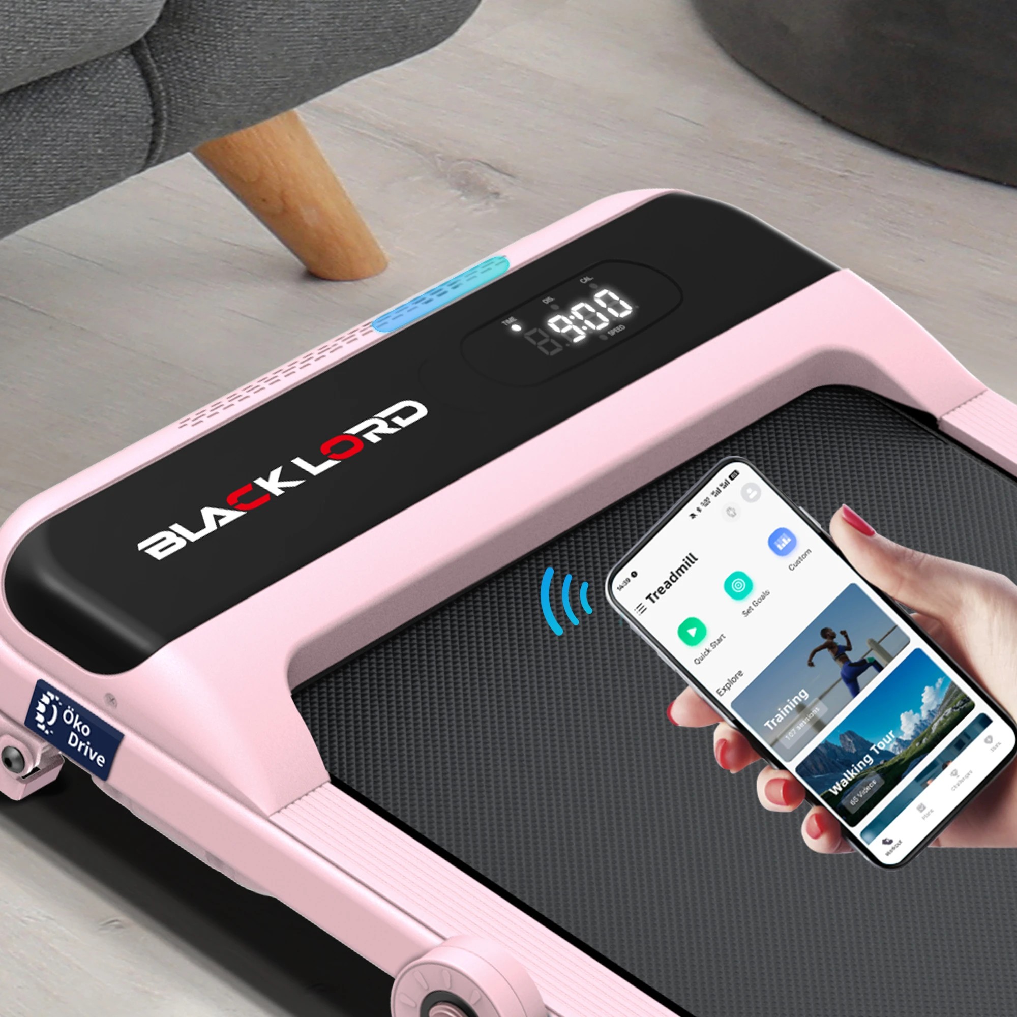 3 Black Lord Treadmill Electric Walking Pad Home Office Incline Foldable - Pink, 3 of 9