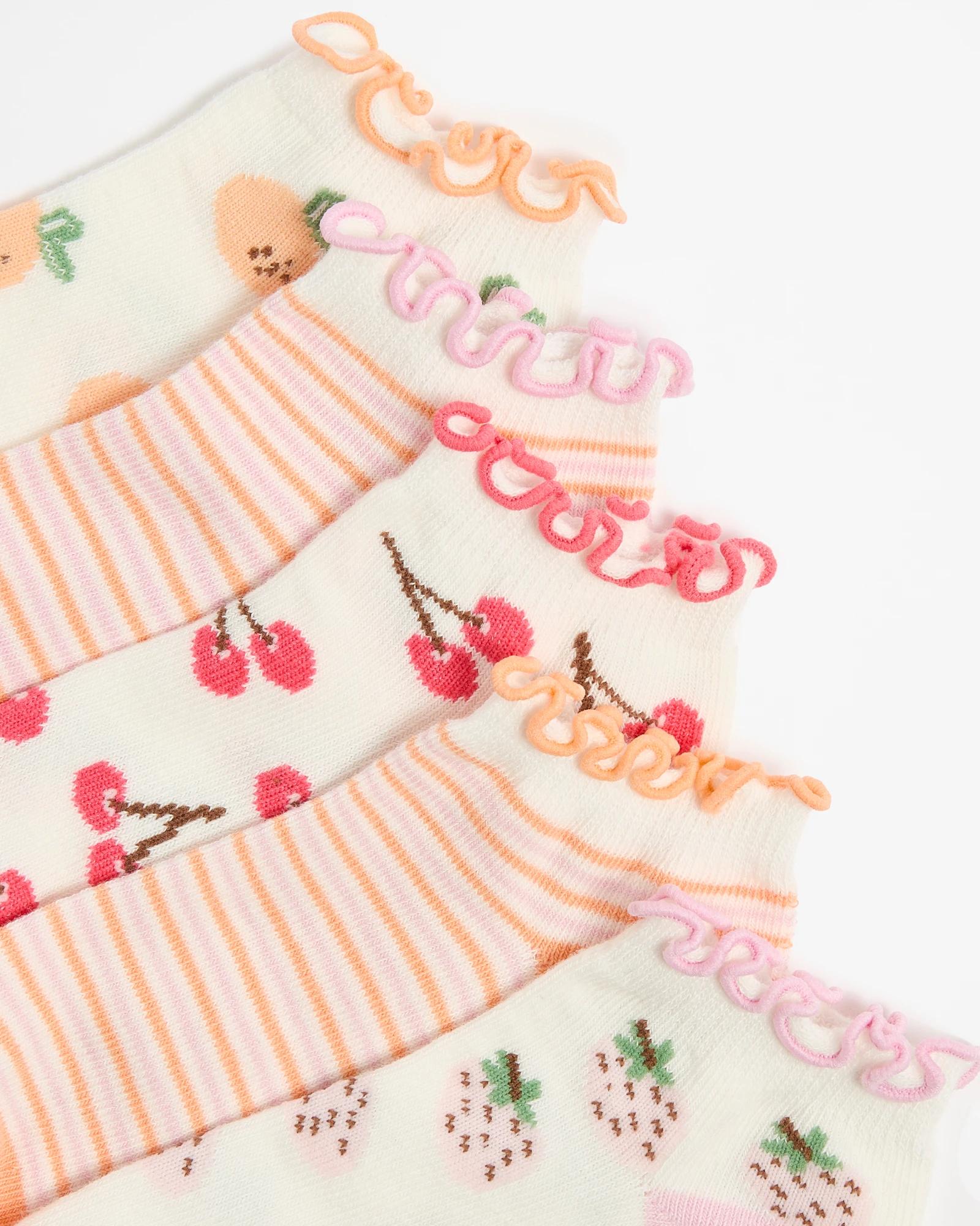 2 Girls Fruit Patterned Low Cut Socks 5 Pack - Maxx FRUITS, 2 of 3