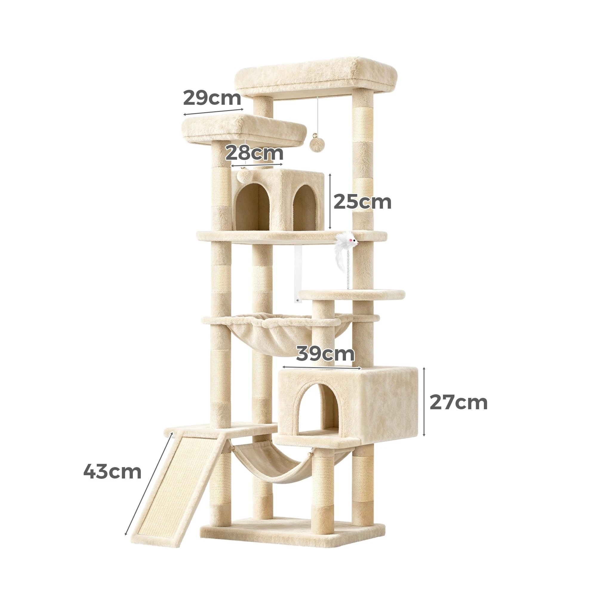 4 Beastie Cat Tree Scratcher Tower Scratching Post Condo 180cm - Beige, 4 of 4
