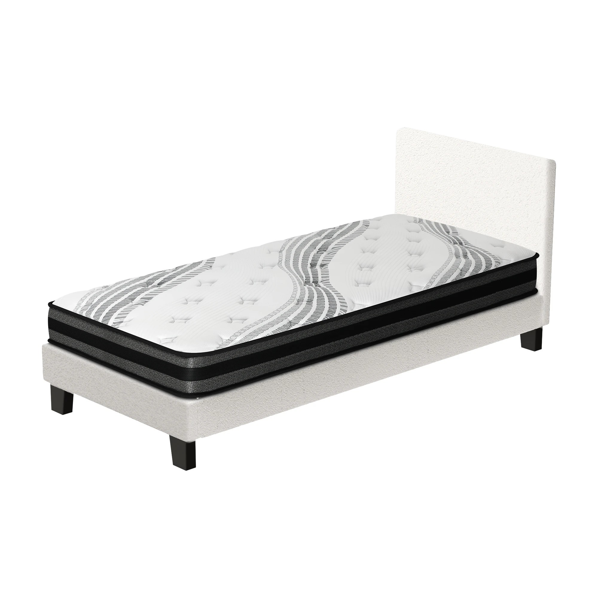 4 Oikiture Single Bed Frame With Mattress Set
 - White, 4 of 9