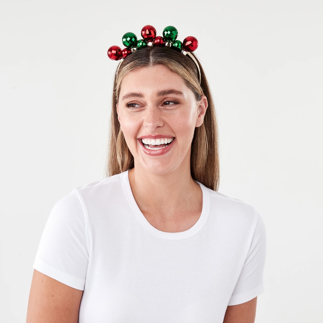 4 Christmas Disco Bauble Headband - Red, Green and Gold Tone, 4 of 5